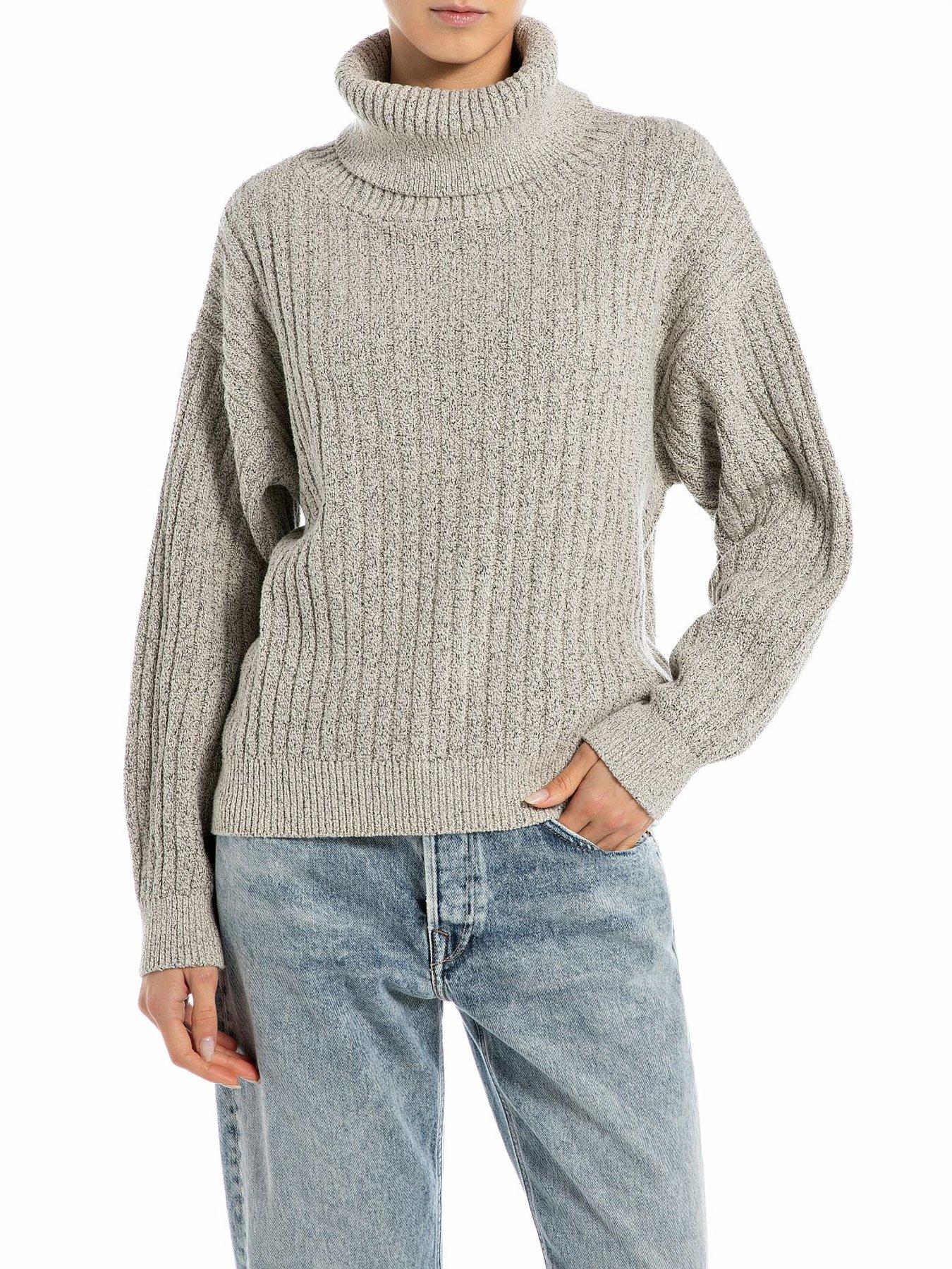 replay-cotton-blend-jumper-beige