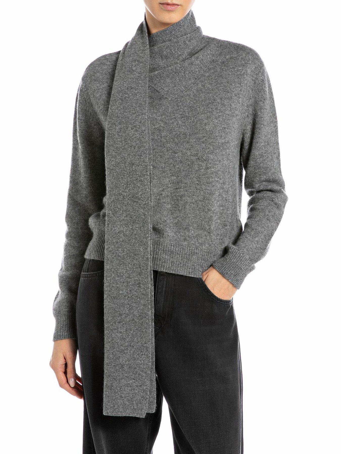 undefined Lambswool Viscose Knitted Jumper - Grey