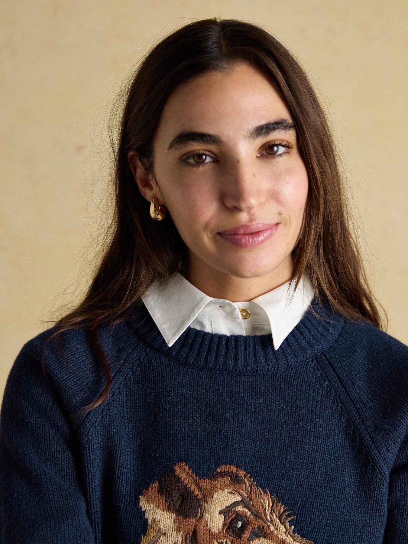 Image 4 of 6 of Joules Intarsia Cotton Rich Jumper - Navy
