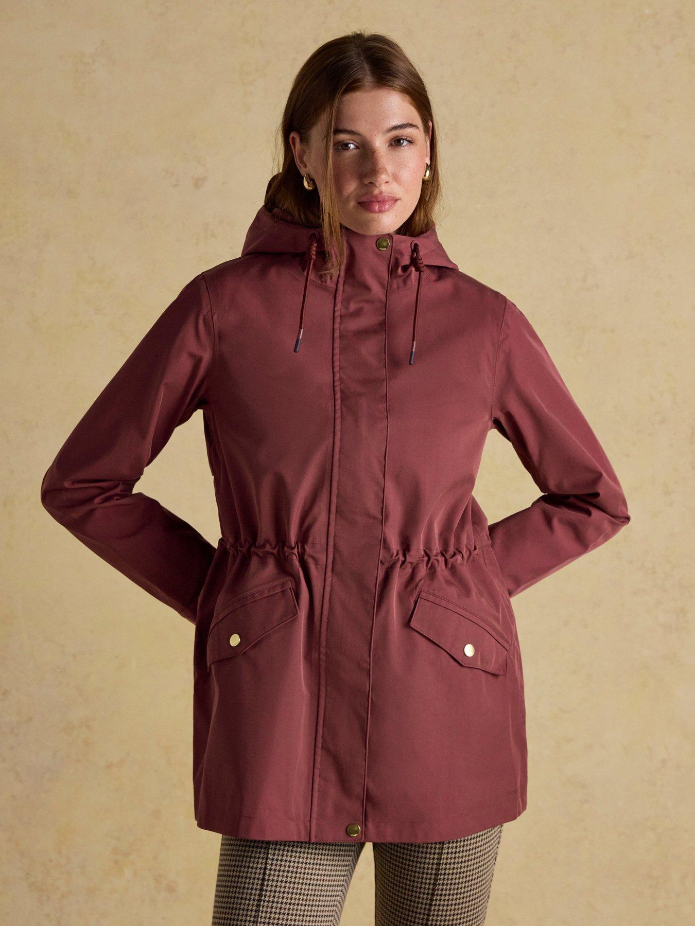 Joules Waterproof Raincoat With Hood - Port Red
