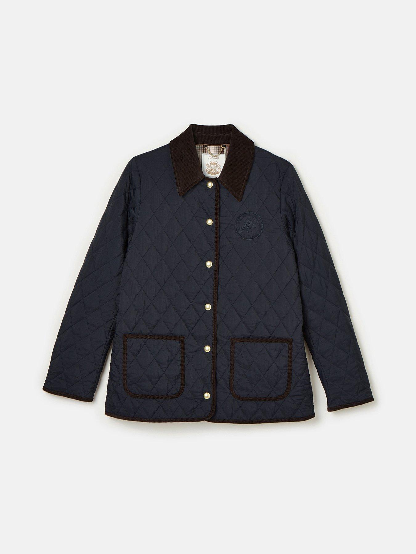 Joules Showerproof Diamond Quilted Coat - Navy