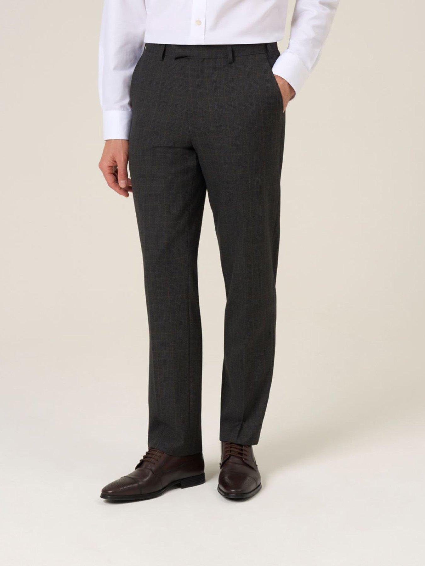 Skopes Tailored Fit Elijah Check Suit Trousers - Charcoal Grey