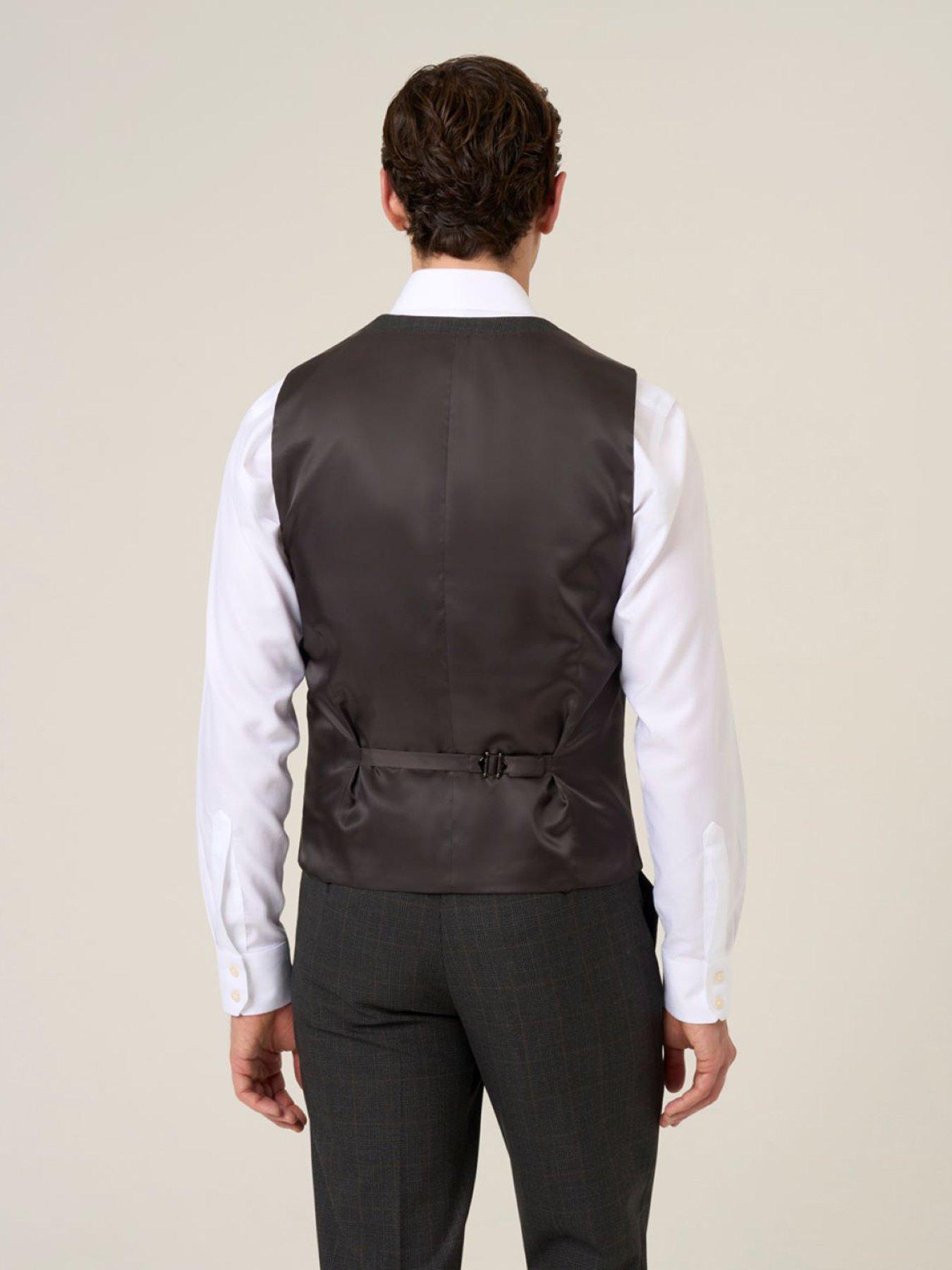  image of skopes-elijah-charcoal-check-waistcoat-dark-grey