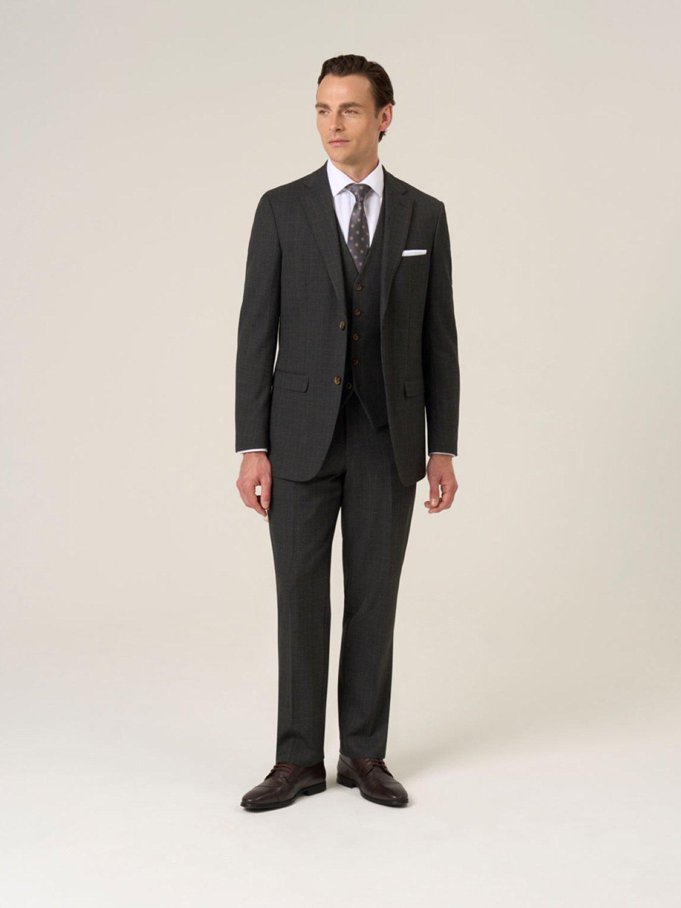  image of skopes-elijah-charcoal-check-waistcoat-dark-grey