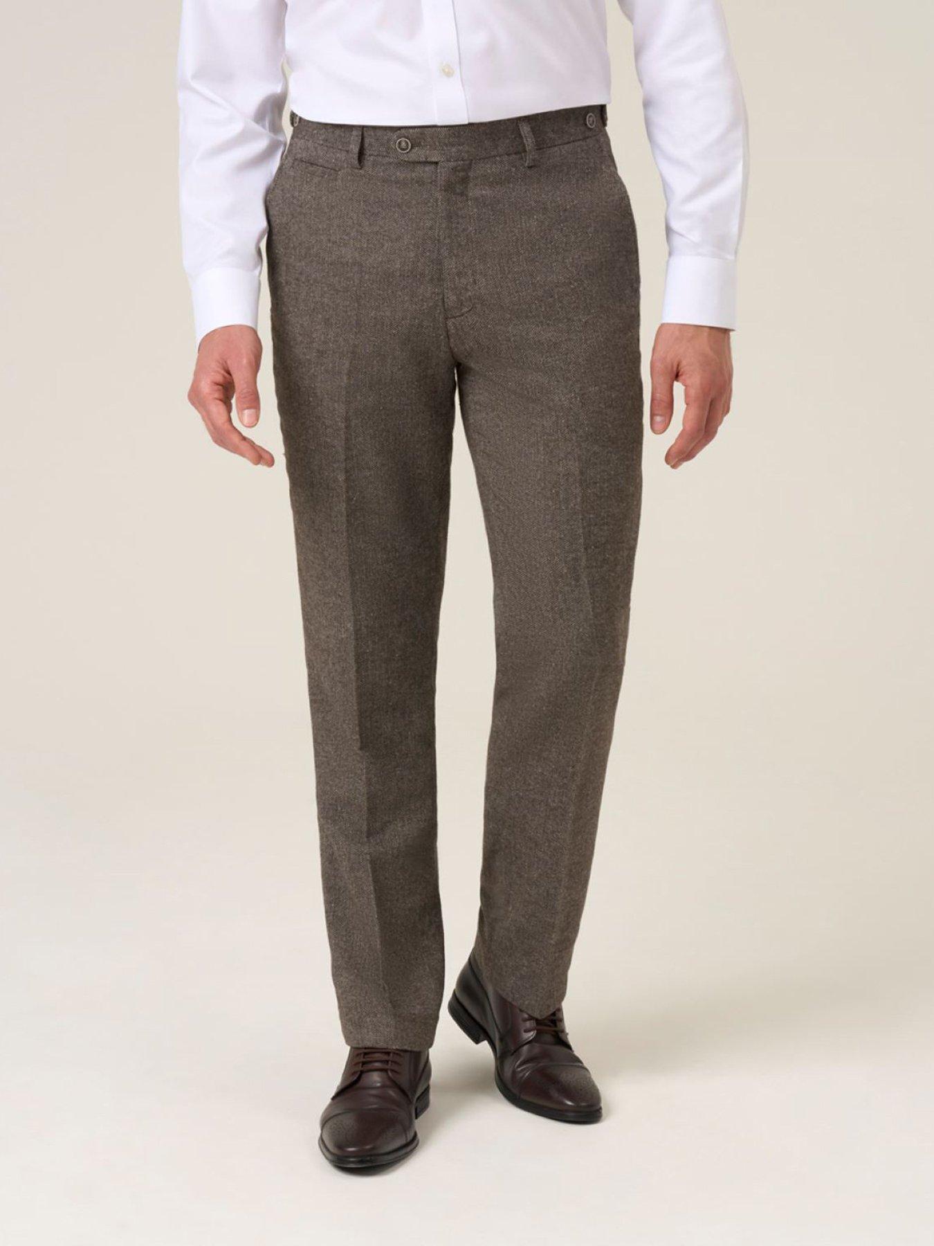 Skopes Tailored Fit Jude Fawn Herringbone Suit Trousers - Light Brown