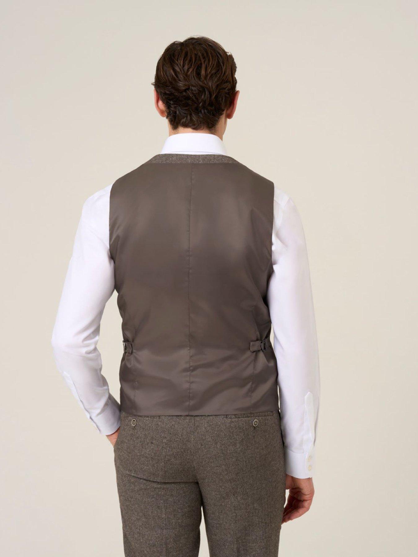  image of skopes-jude-fawn-herringbone-waistcoat-light-brown