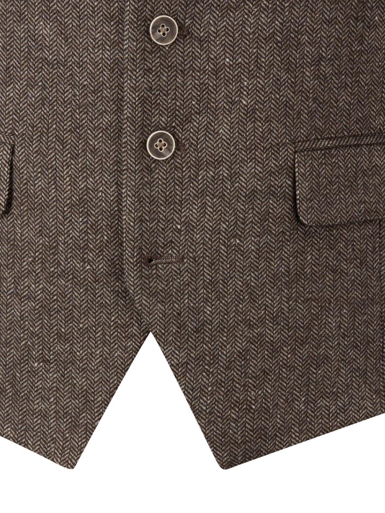 image of skopes-jude-fawn-herringbone-waistcoat-light-brown