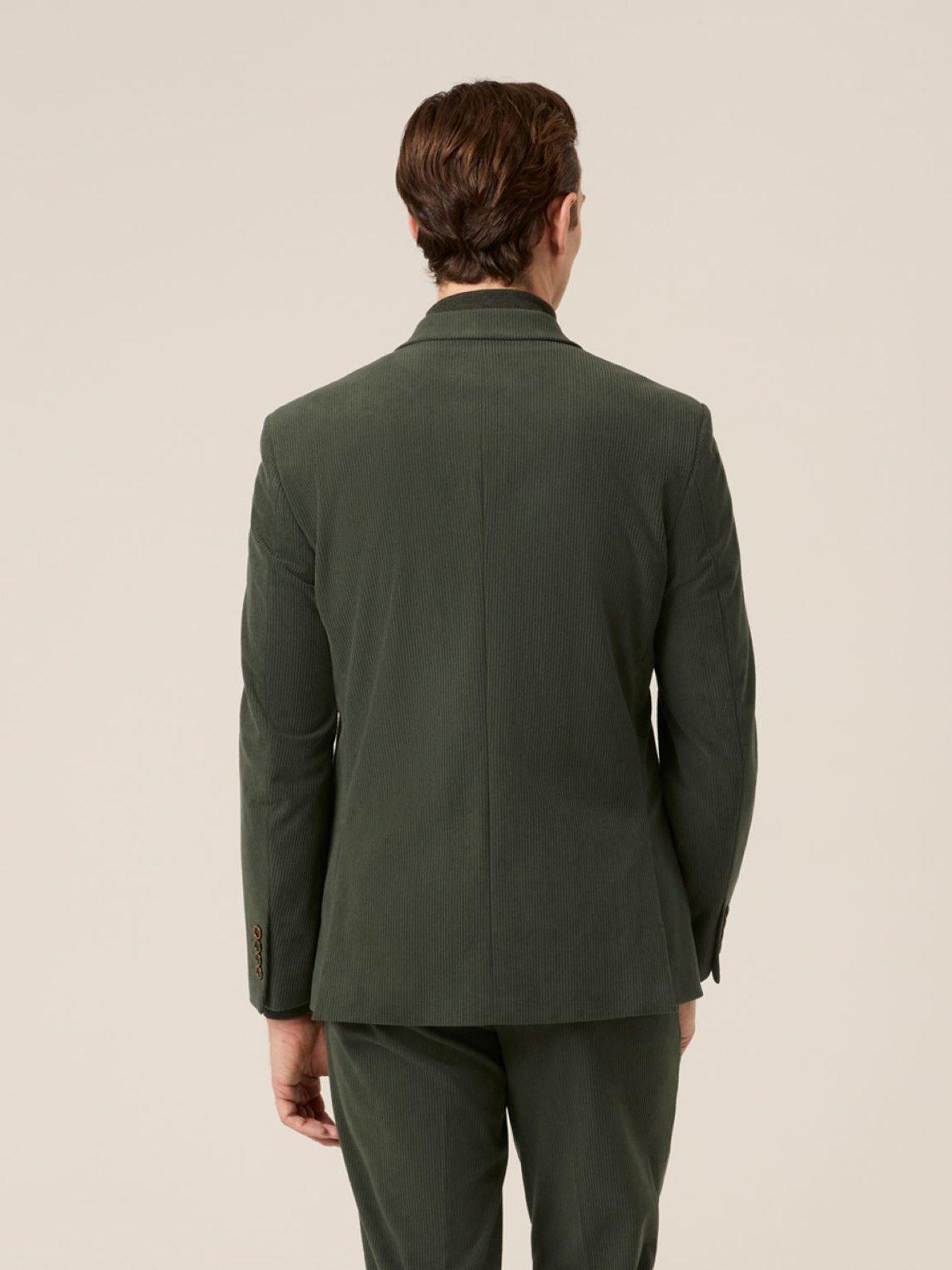  image of skopes-double-breasted-dorsey-corduroy-suit-jacket-dark-green
