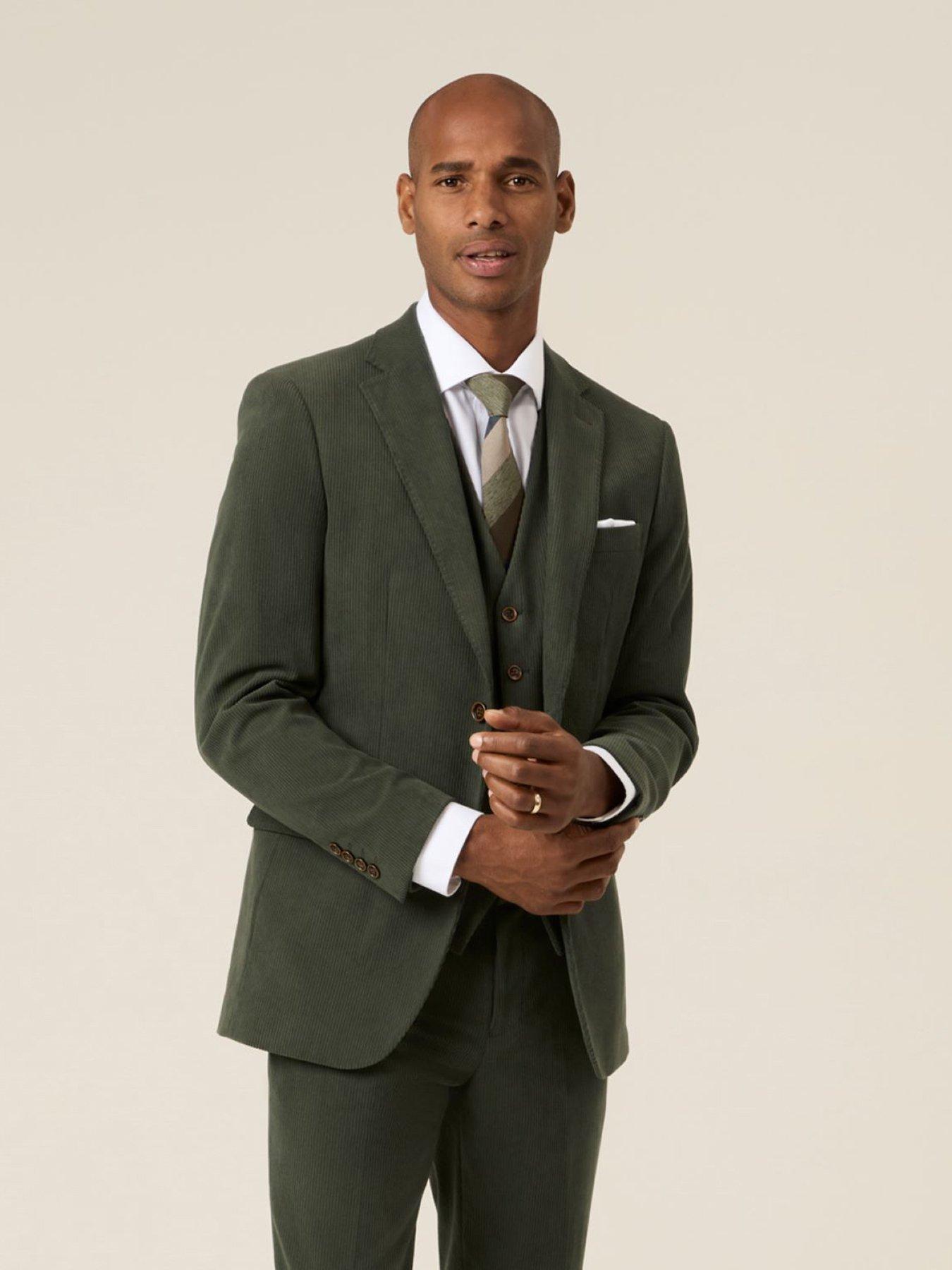 Skopes Tailored Fit Dorsey Corduroy Suit Jacket Corduroy - Dark Green