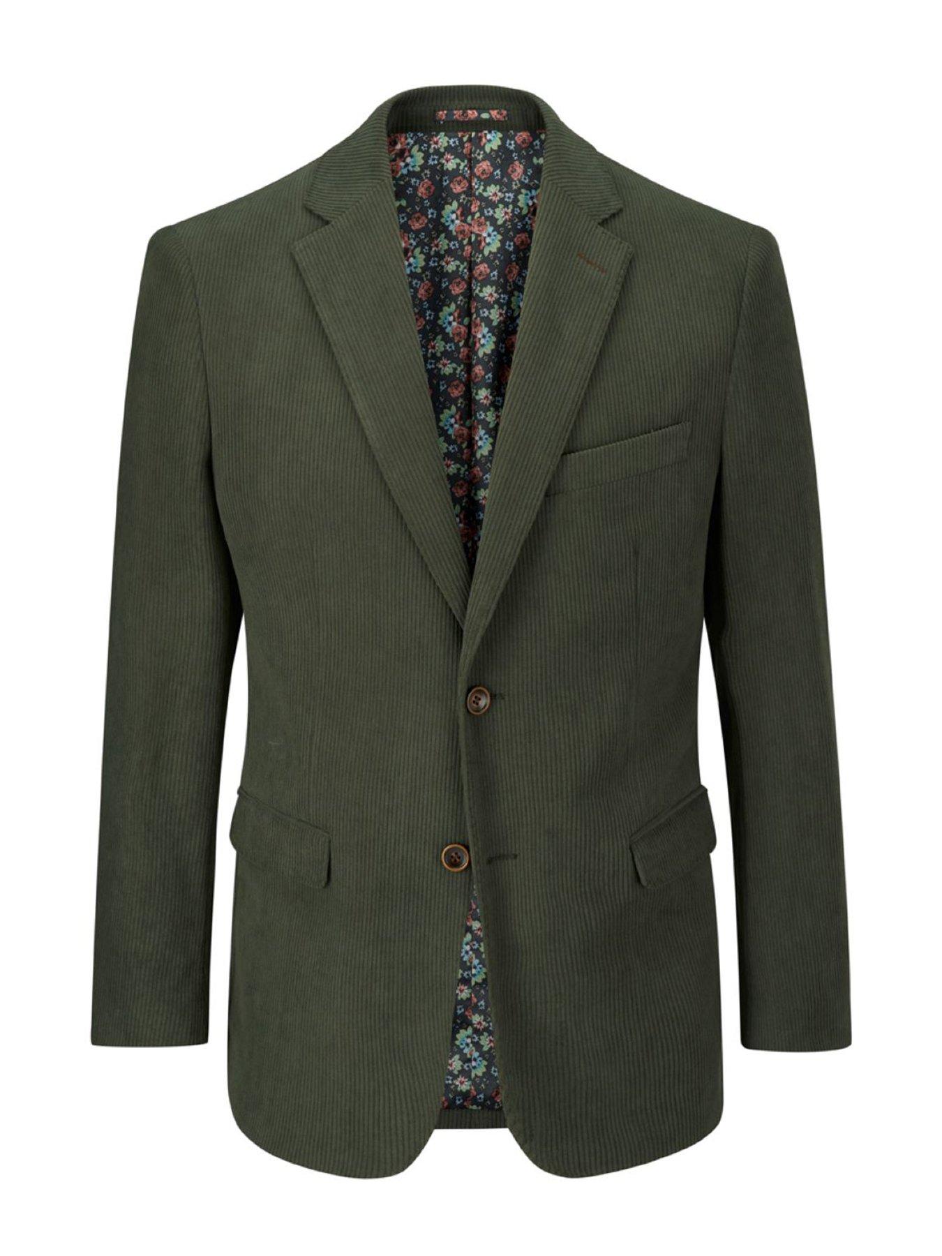 image of skopes-tailored-fit-dorsey-corduroy-suit-jacket-corduroy-dark-green