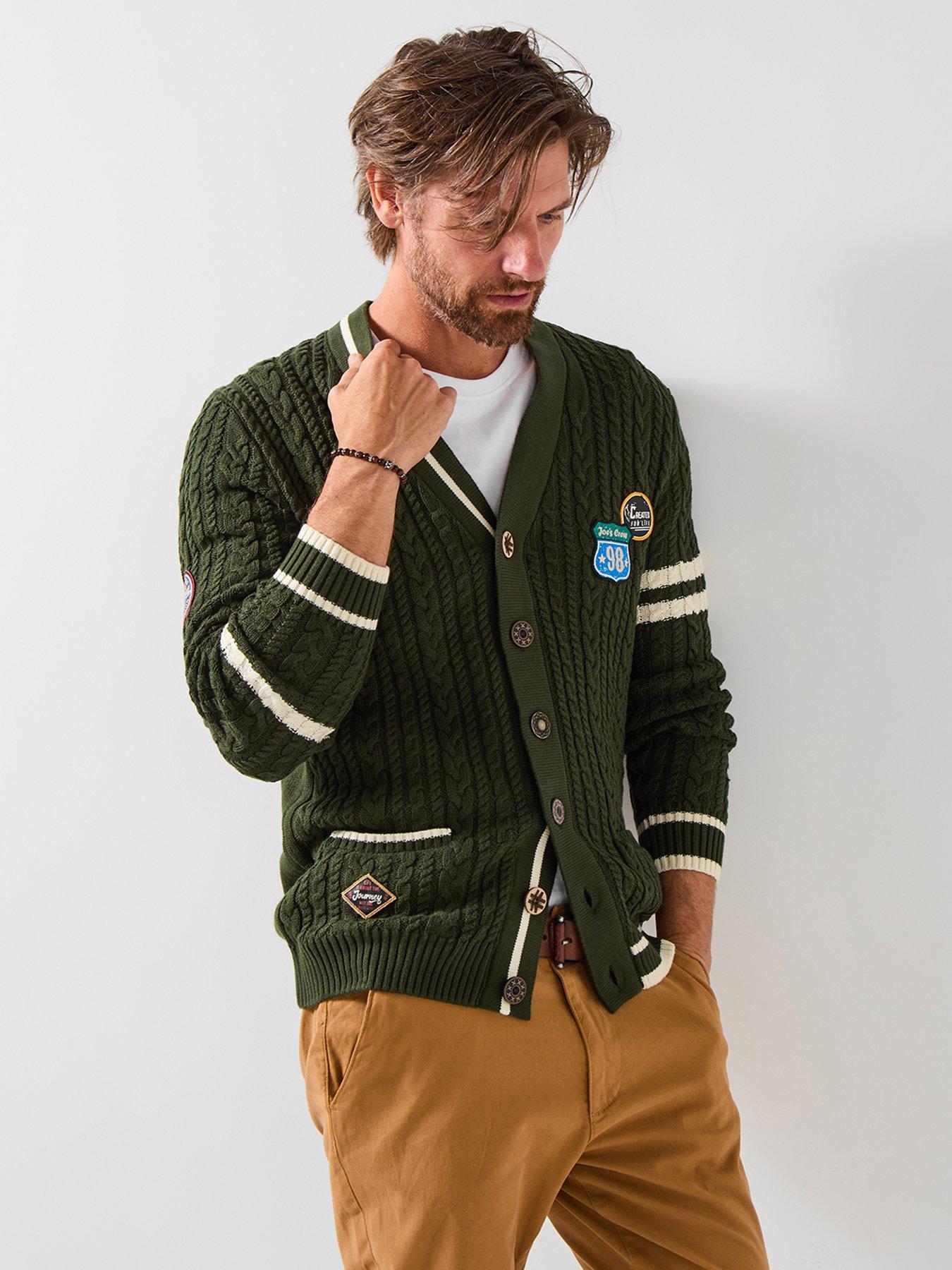 undefined Preppy V-Neck Knitted Cardigan - Green