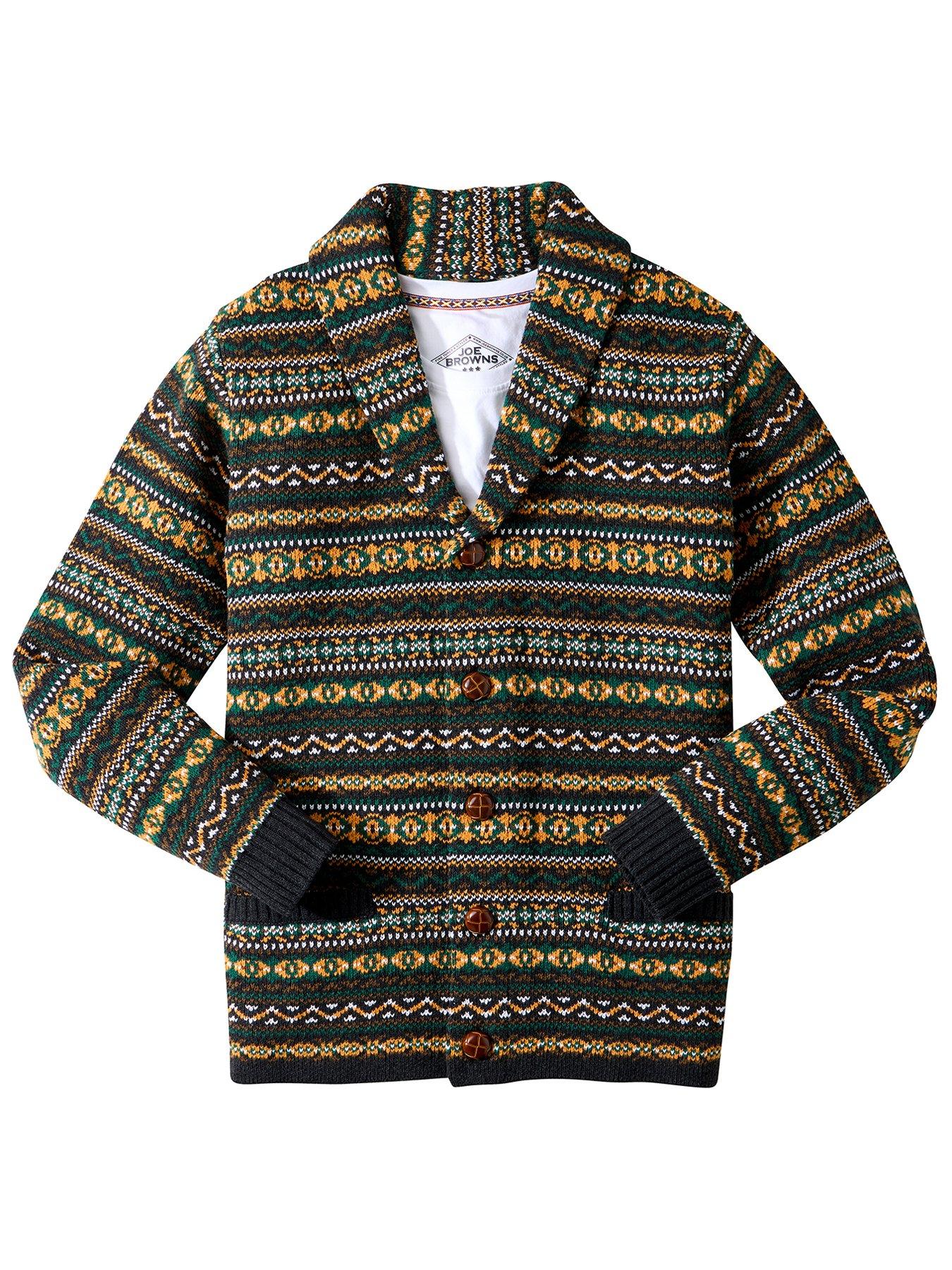  image of joe-browns-fairisle-shawl-knitted-cardigan-multi