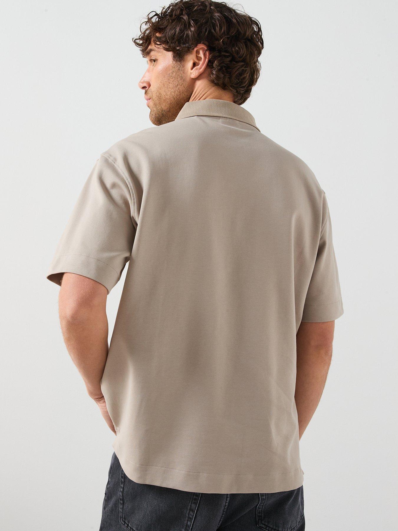 Image 2 of 6 of Mango London Heavyweight Polo Shirt - Beige