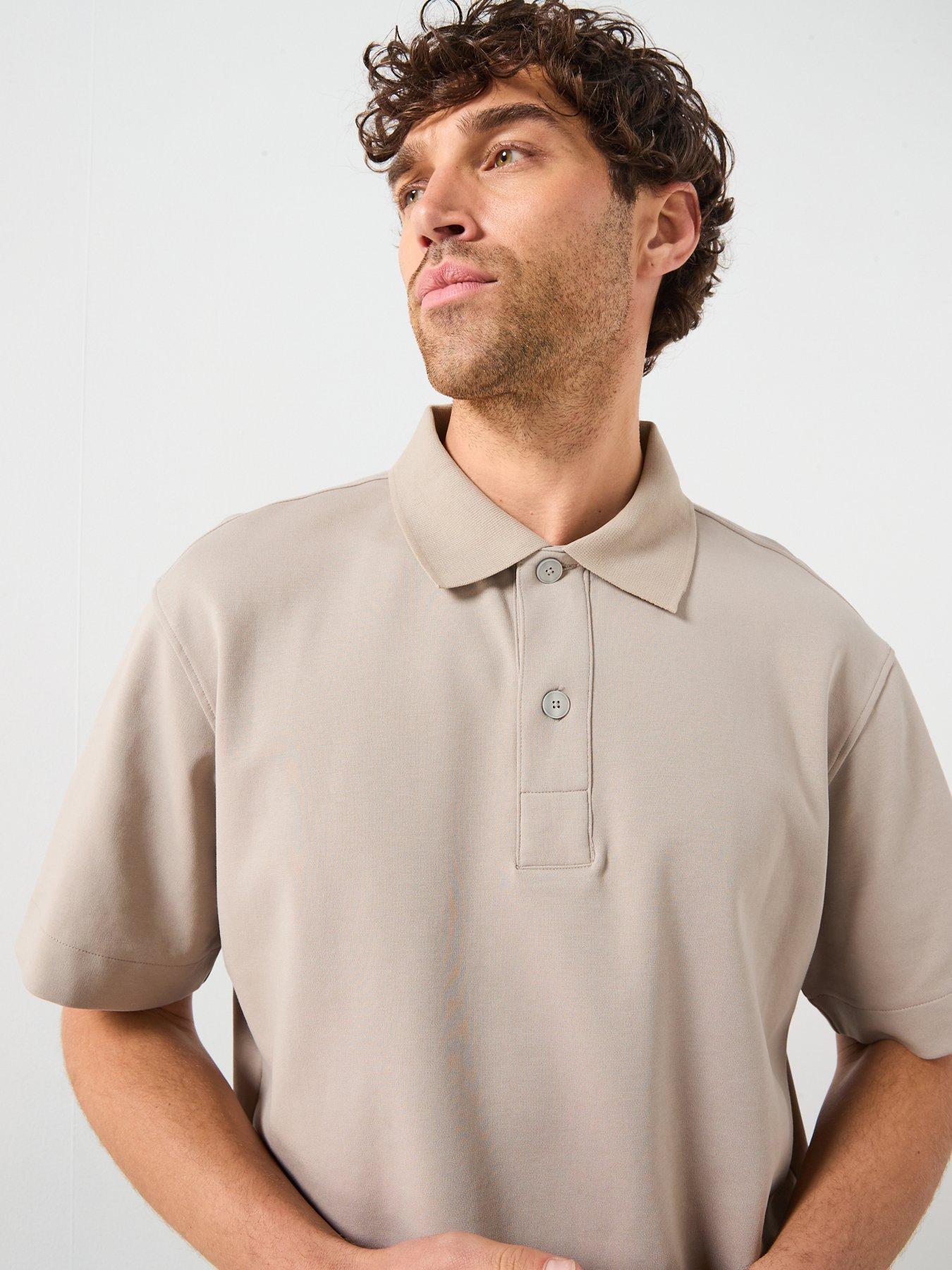 Image 5 of 6 of Mango London Heavyweight Polo Shirt - Beige