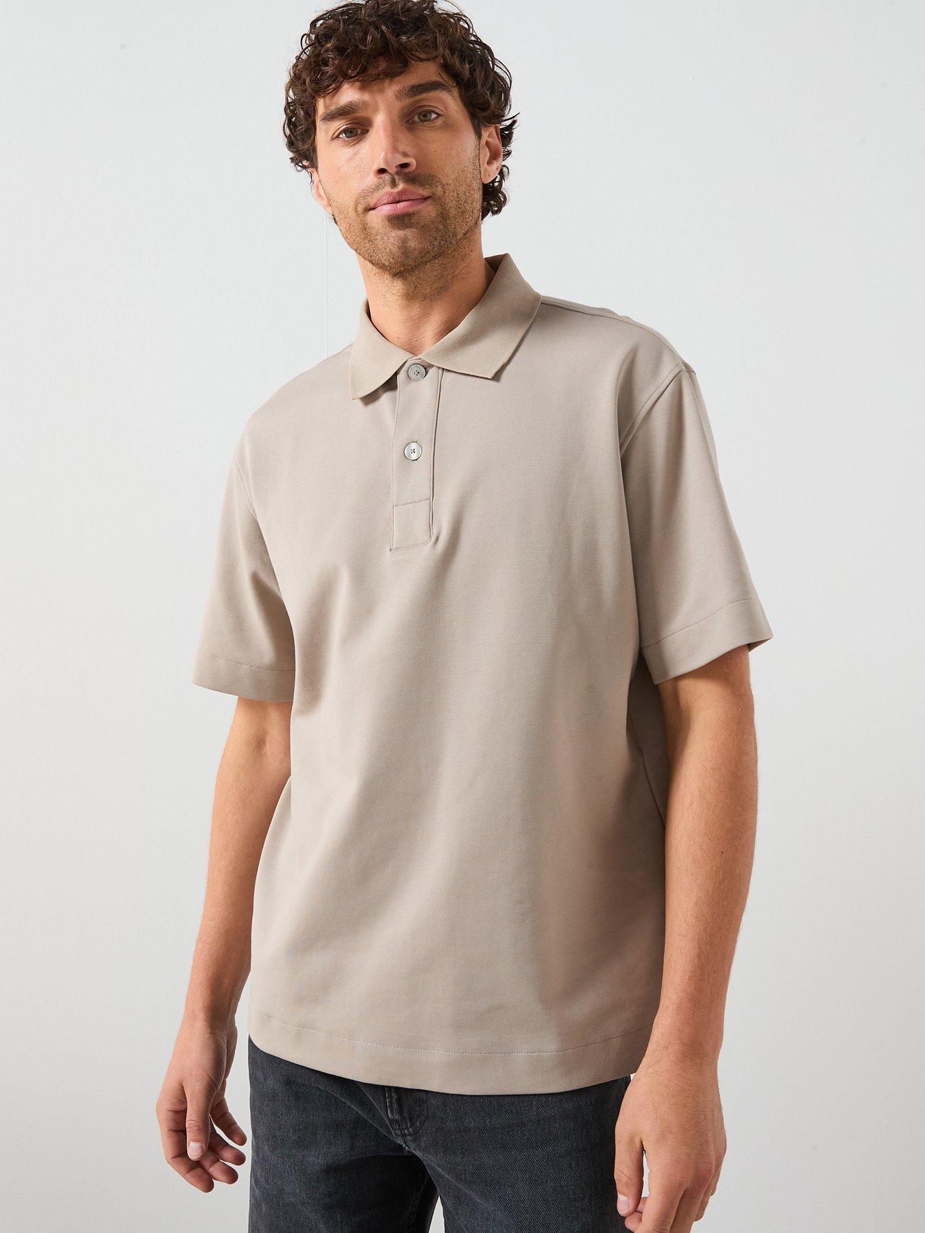 Image 6 of 6 of Mango London Heavyweight Polo Shirt - Beige
