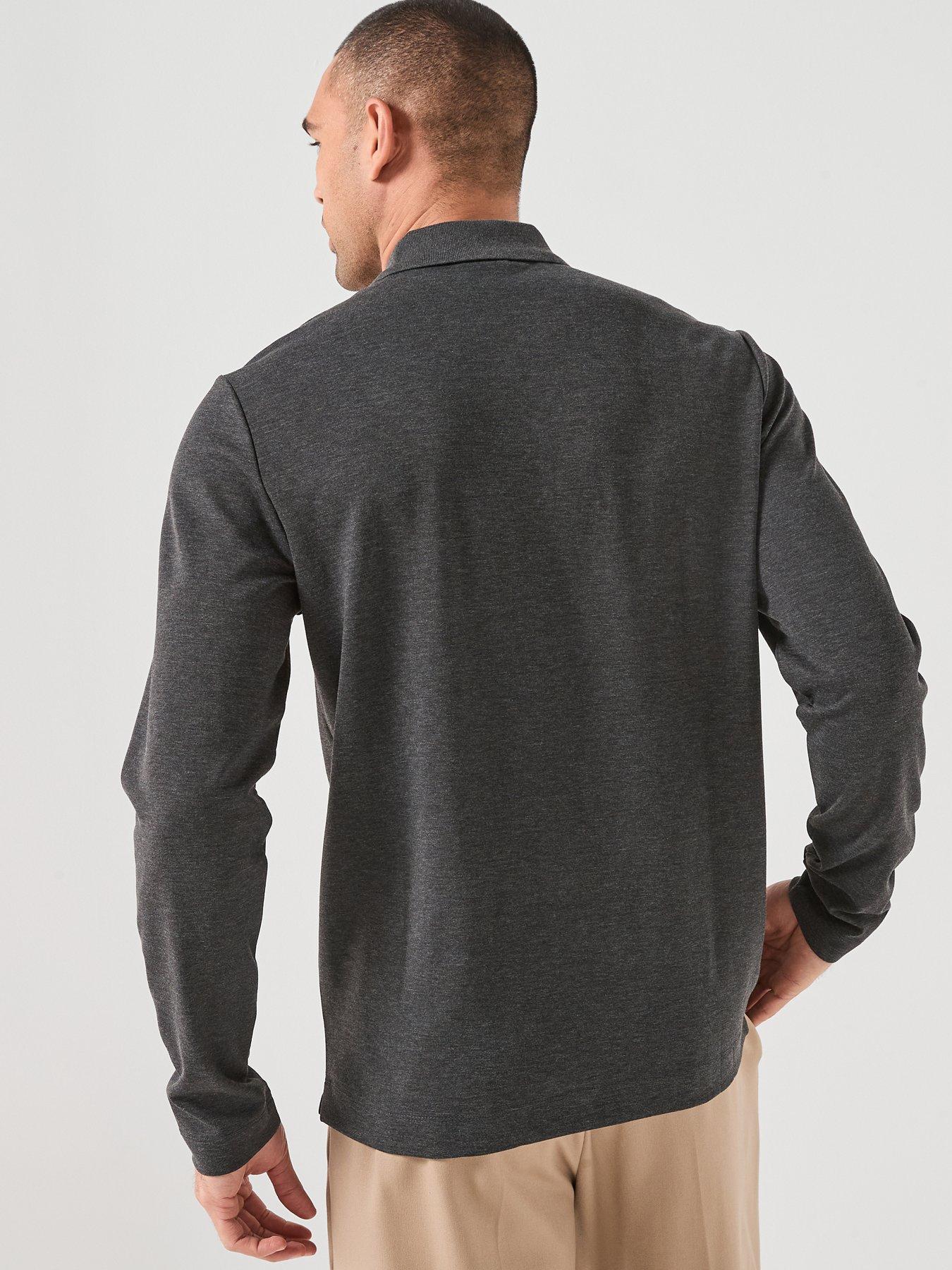Image 2 of 6 of Mango Gareth Concealed Placket Long Sleeve Polo Shirt - Dark Grey