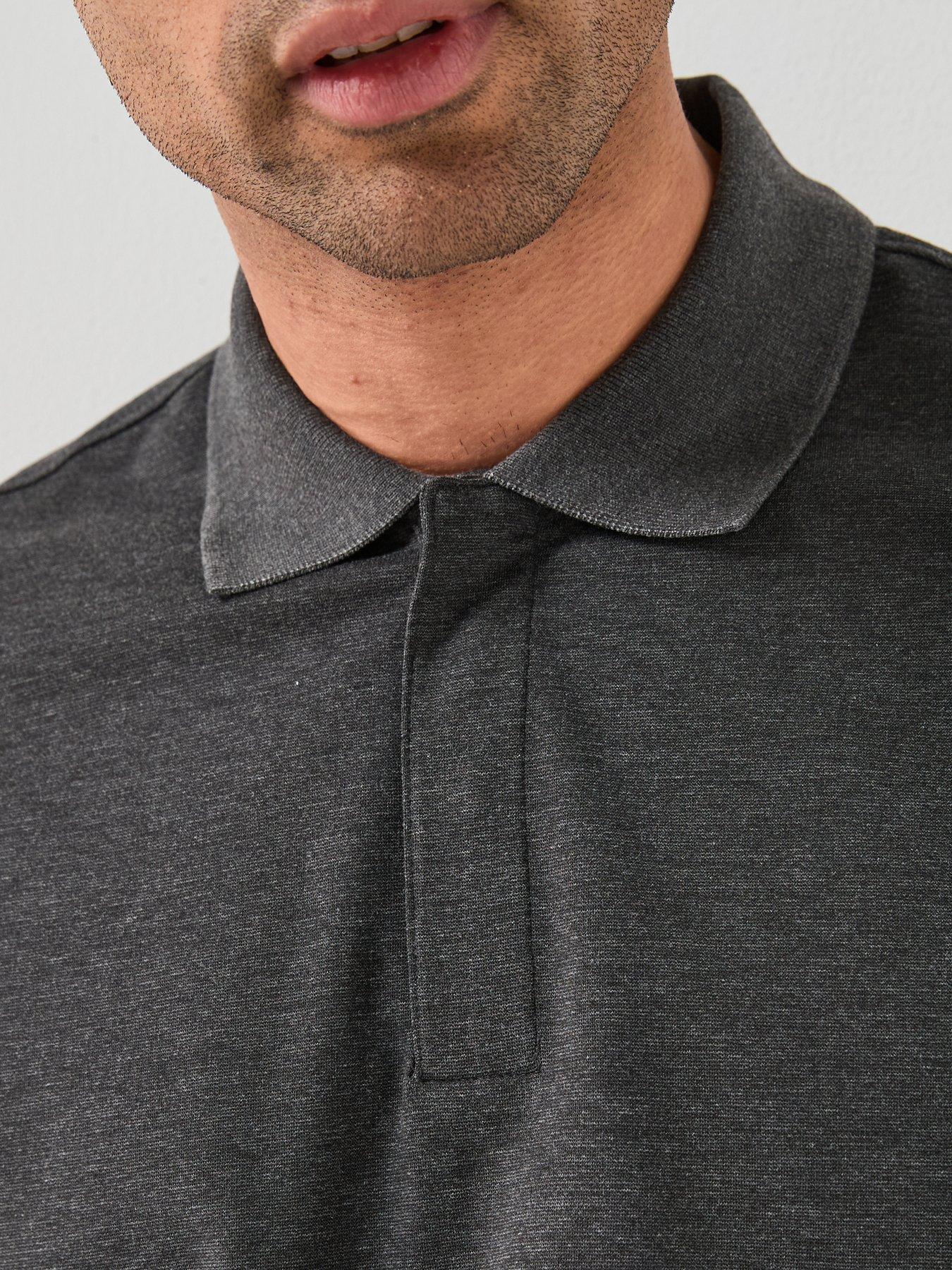 Image 4 of 6 of Mango Gareth Concealed Placket Long Sleeve Polo Shirt - Dark Grey