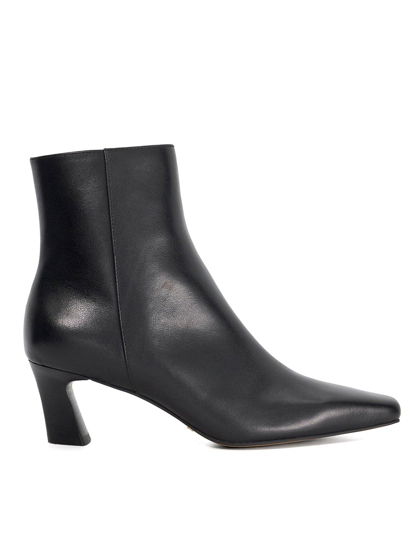 Image 2 of 6 of Dune London Overly Leather Chisel To Ankle Boot- Black