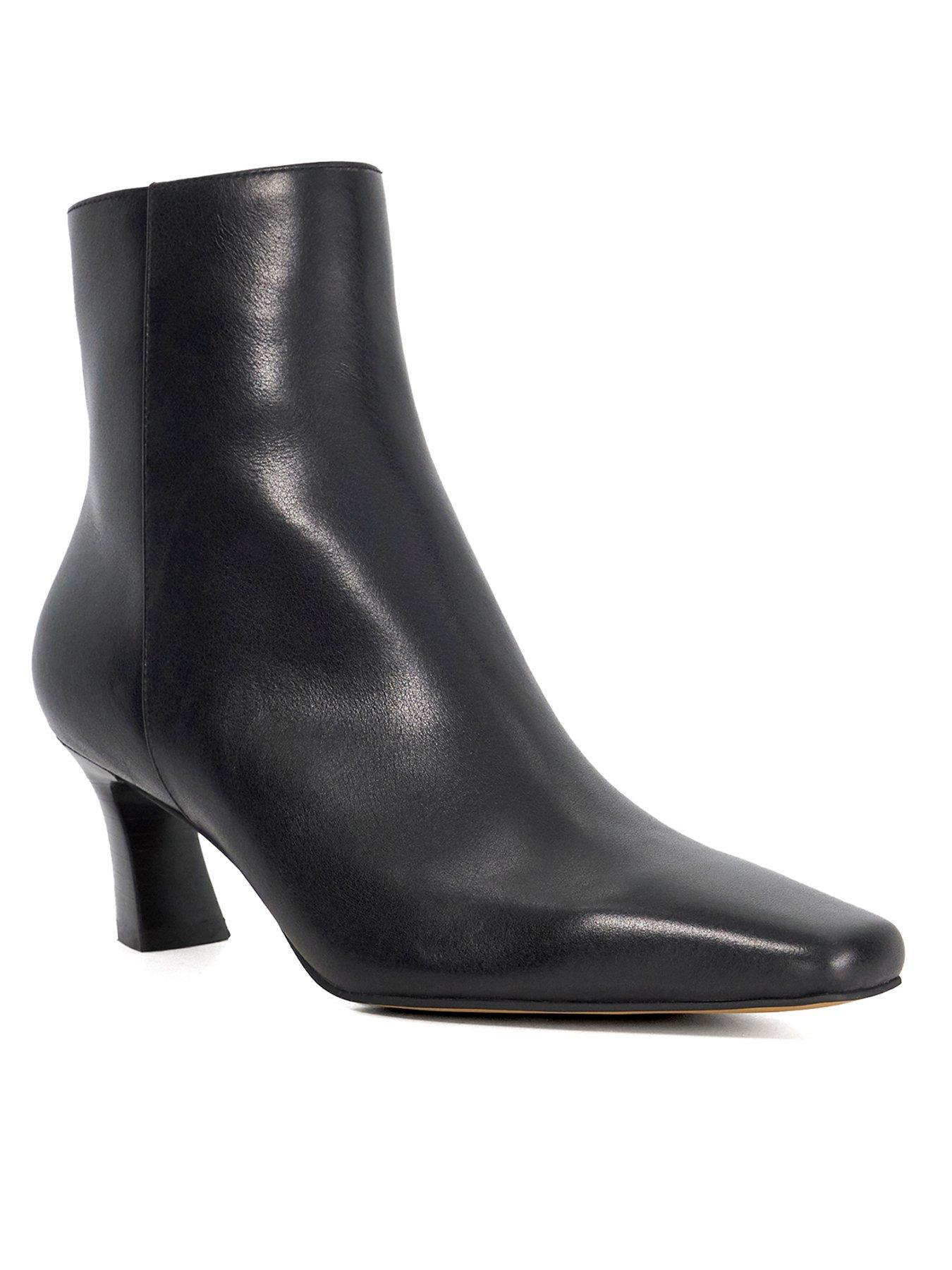 Image 4 of 6 of Dune London Overly Leather Chisel To Ankle Boot- Black
