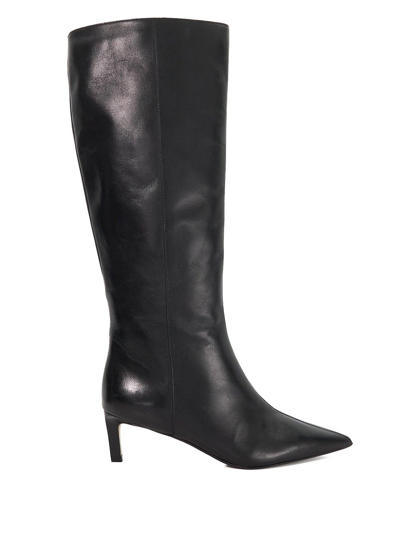 undefined Wide Fit Smoothly Leather Knee High Boots - Black