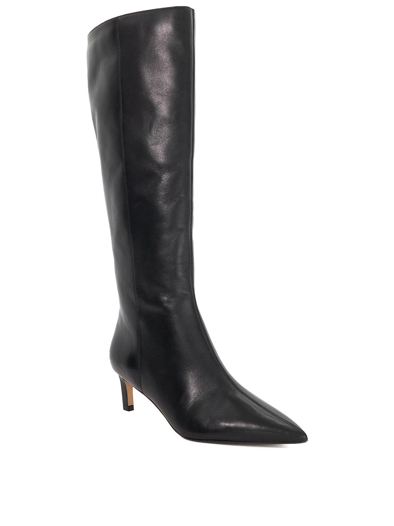 Image 2 of 6 of Dune London Wide Fit Smoothly Leather Knee High Boots - Black