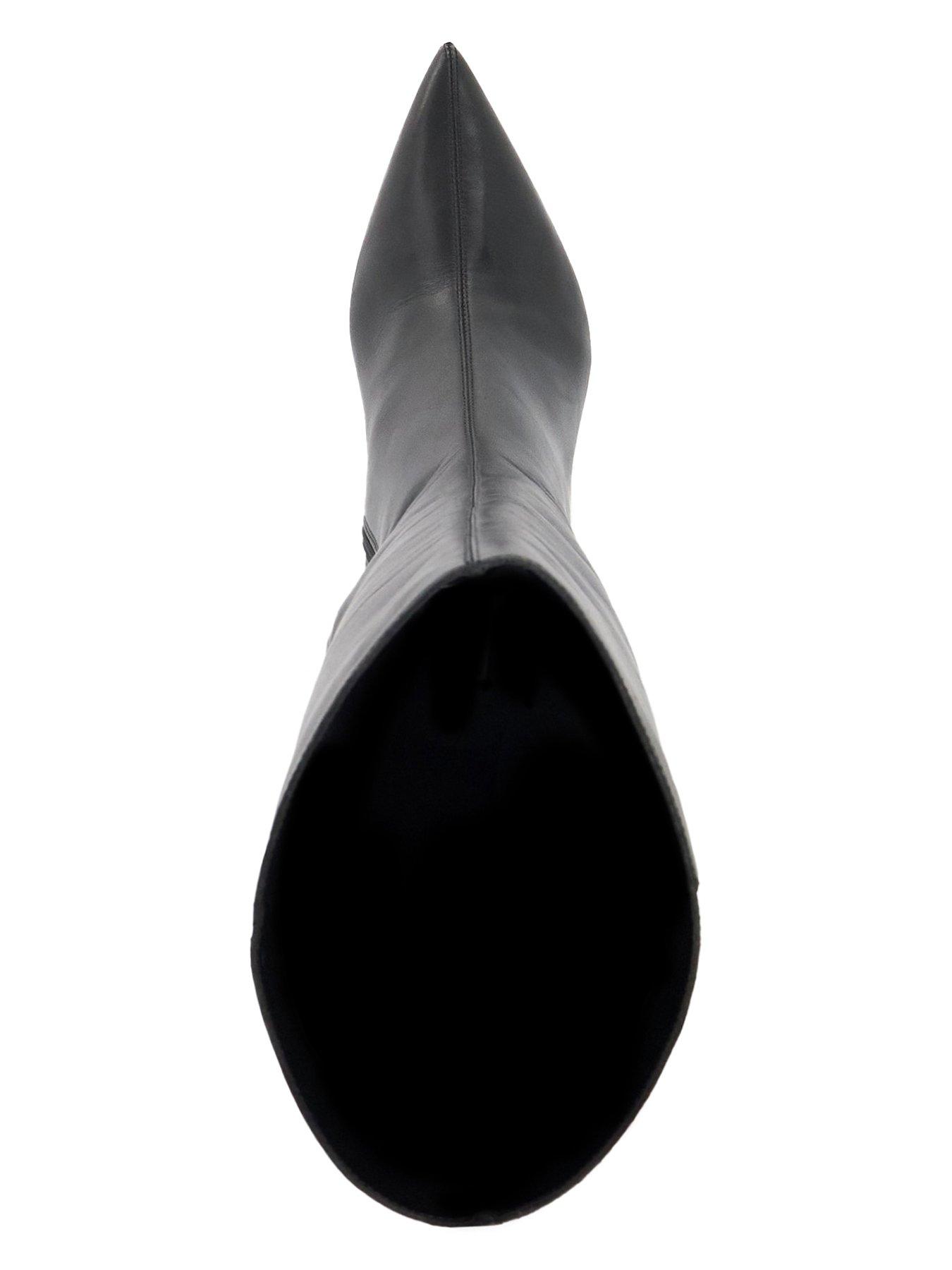 Image 4 of 6 of Dune London Wide Fit Smoothly Leather Knee High Boots - Black