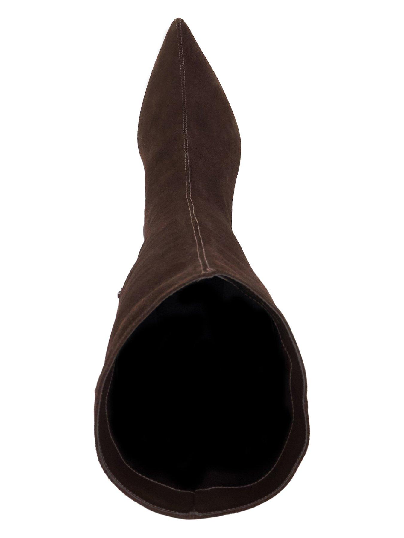 Image 4 of 6 of Dune London Wide Fit Smoothly Suede Knee High Boots - Brown