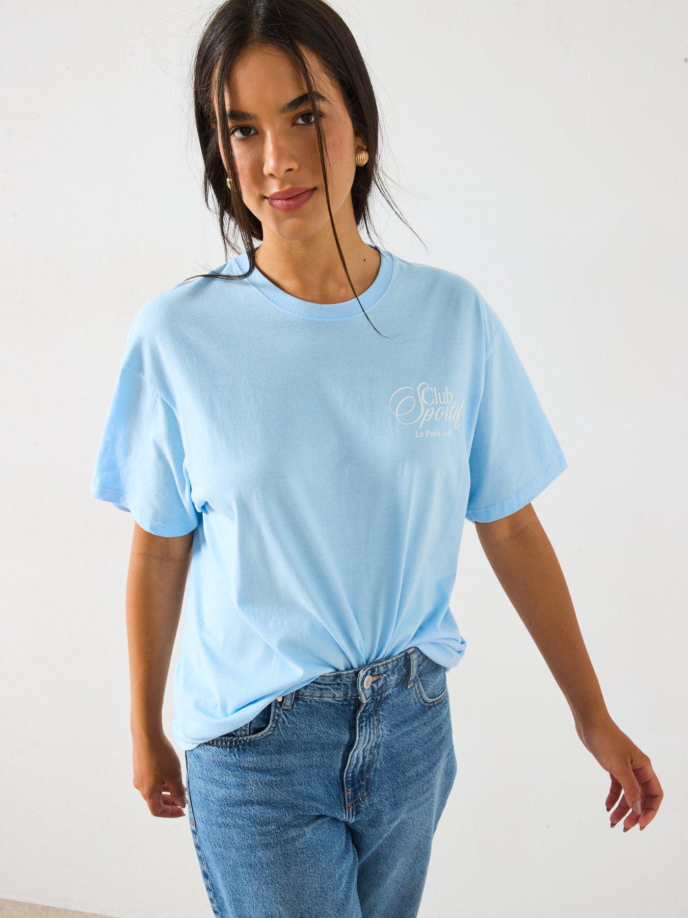 Image 6 of 6 of V by Very Sports Club Graphic Oversized T-Shirt With Back Print - Blue
