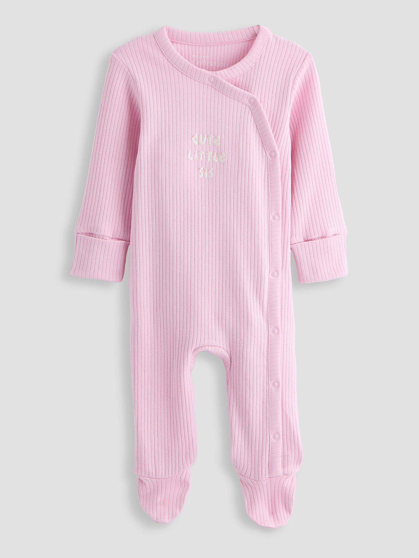 Image 1 of 4 of The Very Collection Embroidered Little Sister Ribbed Sleepsuit