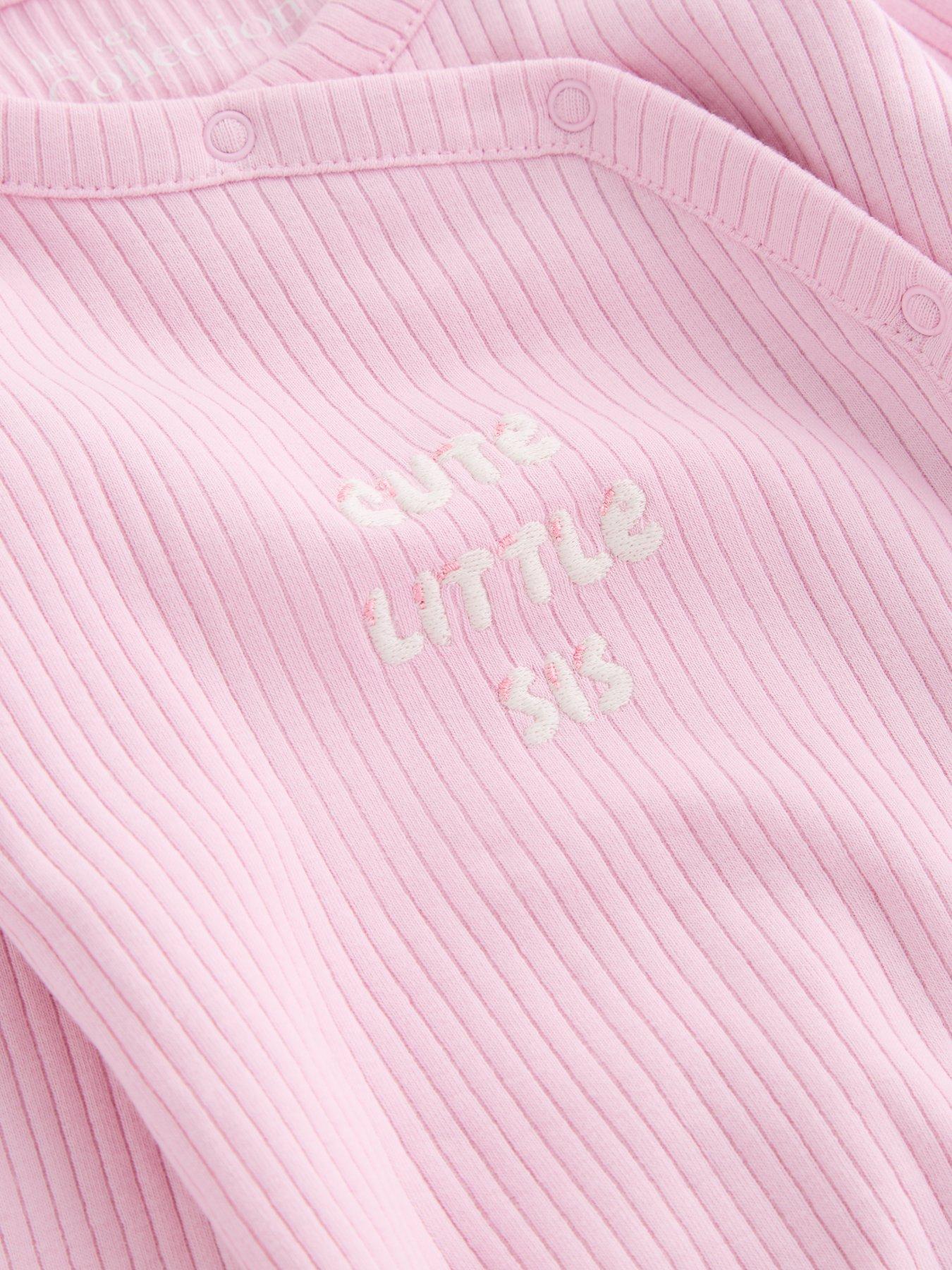 Image 3 of 4 of The Very Collection Embroidered Little Sister Ribbed Sleepsuit