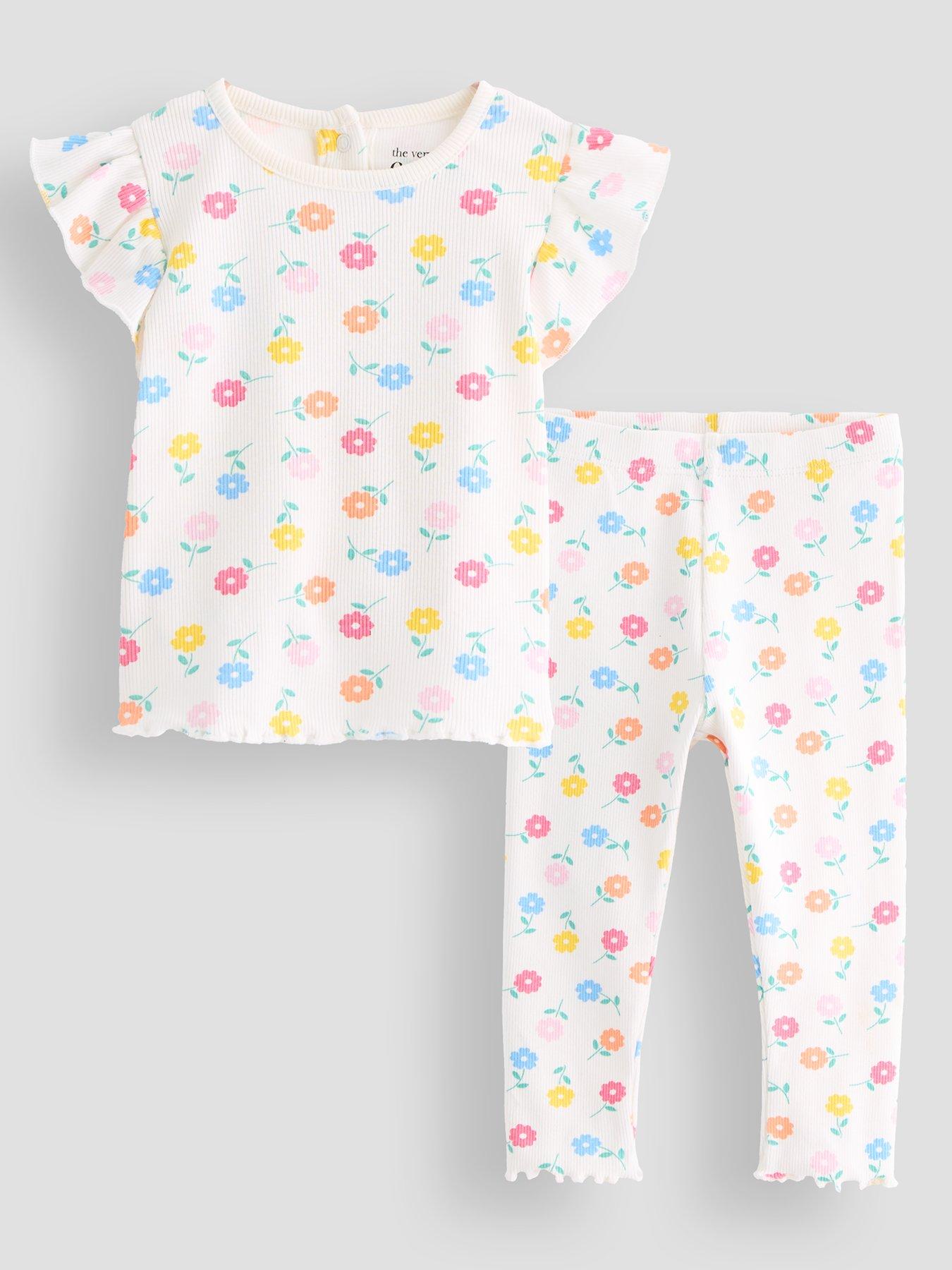 Image 1 of 4 of The Very Collection Floral T-Shirt And Legging Set - White