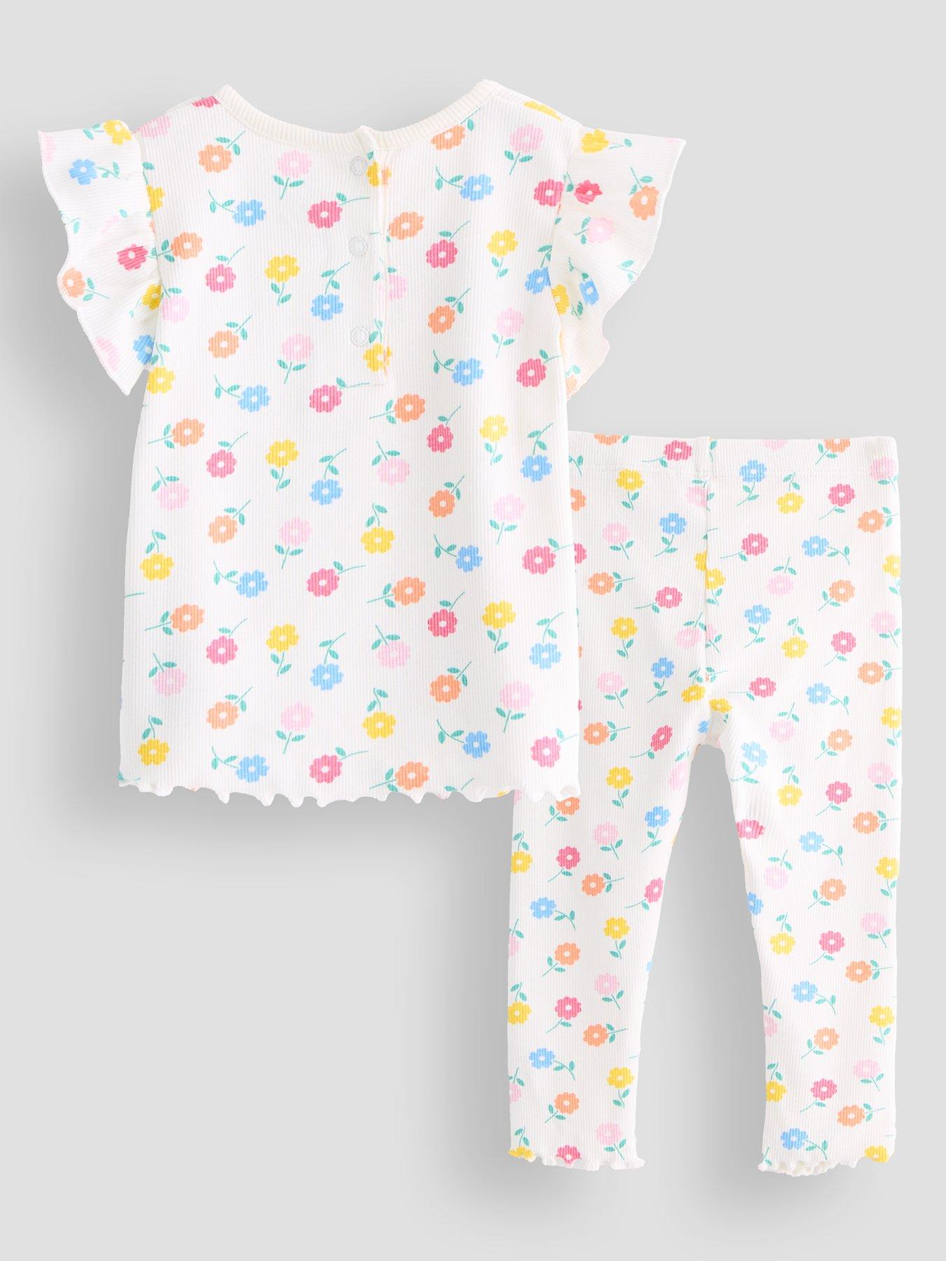 Image 2 of 4 of The Very Collection Floral T-Shirt And Legging Set - White