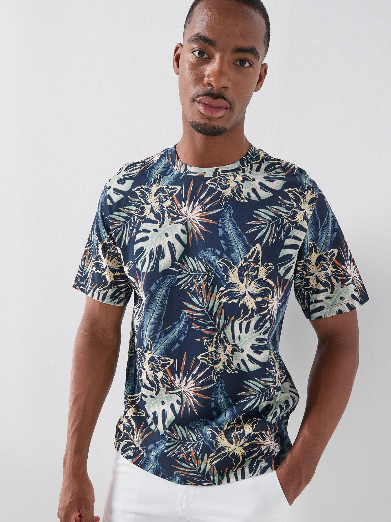 Image 4 of 6 of Jack & Jones Honolulu Aop Printed T-Shirt - Navy