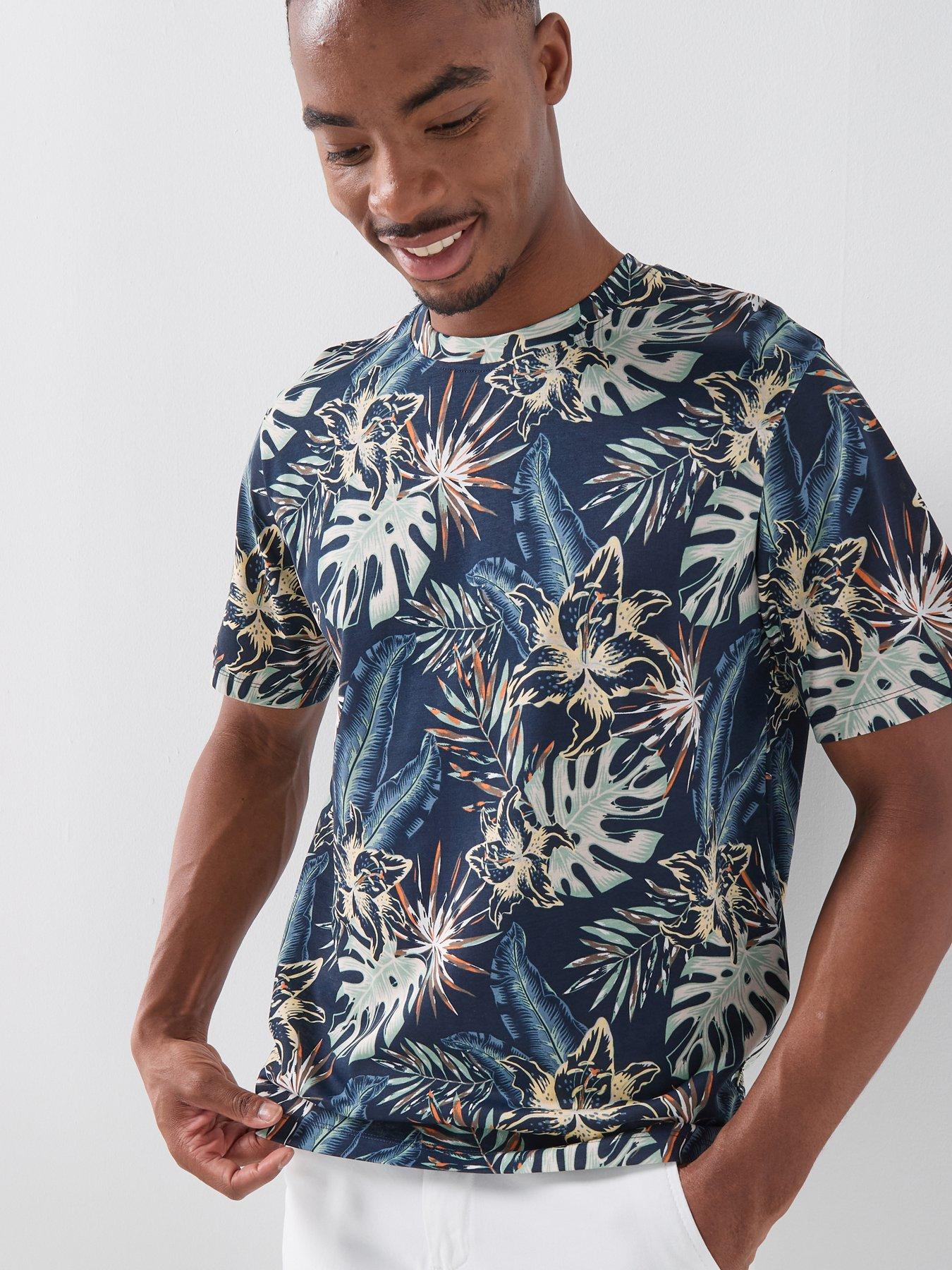 Image 5 of 6 of Jack & Jones Honolulu Aop Printed T-Shirt - Navy