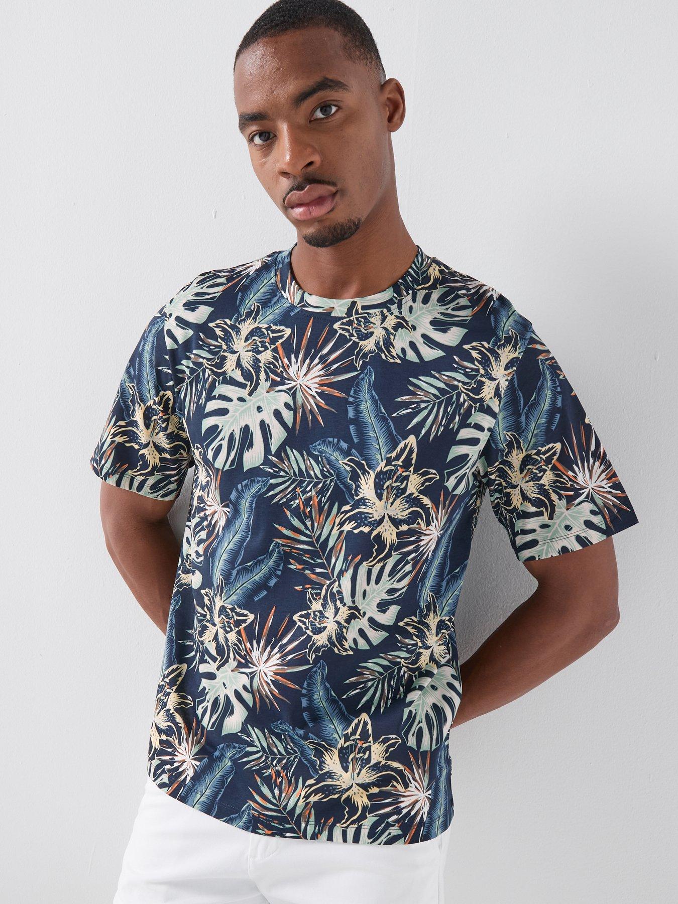 Image 6 of 6 of Jack & Jones Honolulu Aop Printed T-Shirt - Navy