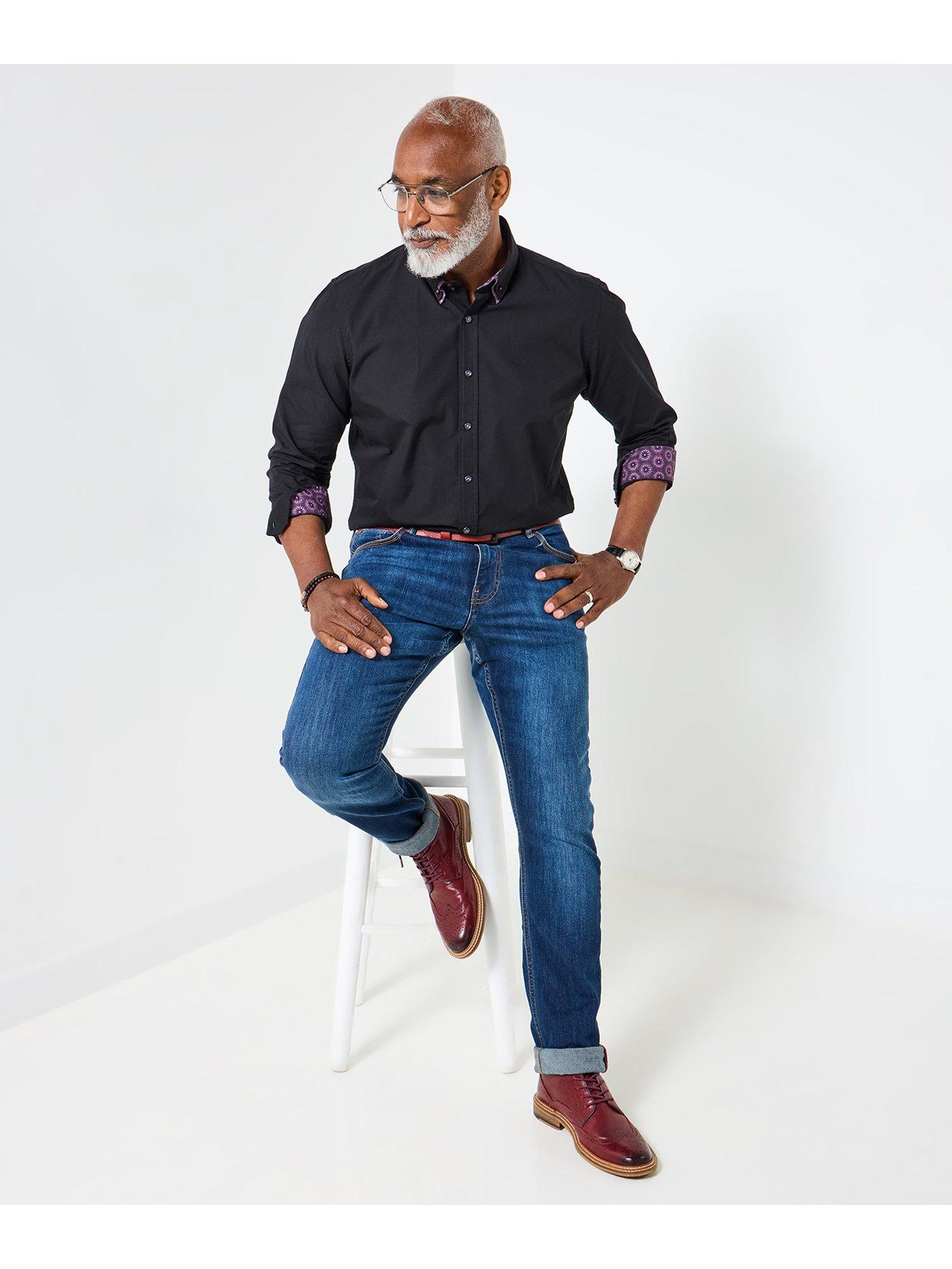 Image 2 of 6 of Joe Browns Contrast Trim Double Collar Long Sleeve Shirt - Black