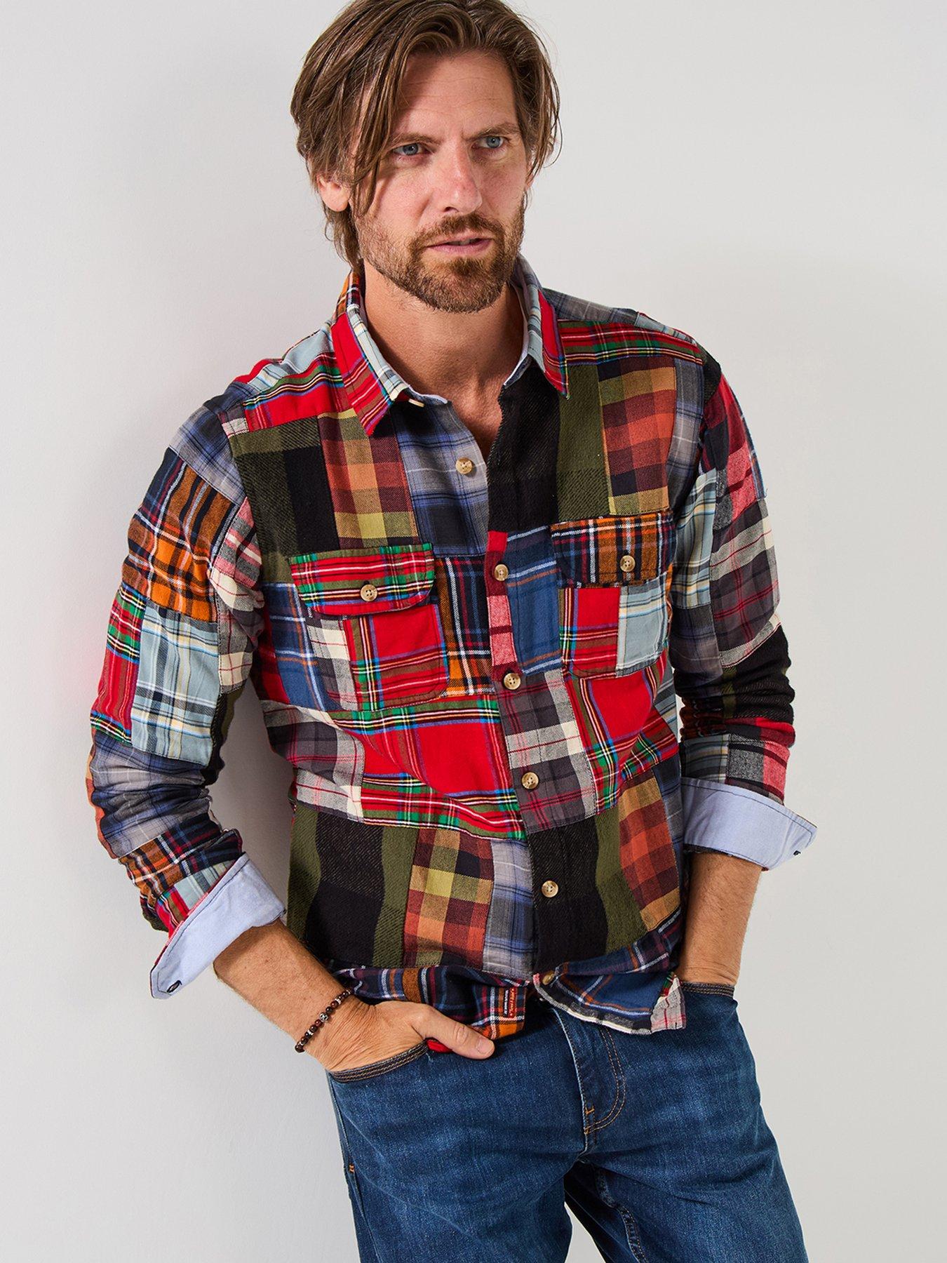 undefined Patchwork Check Long Sleeve Casual Shirt