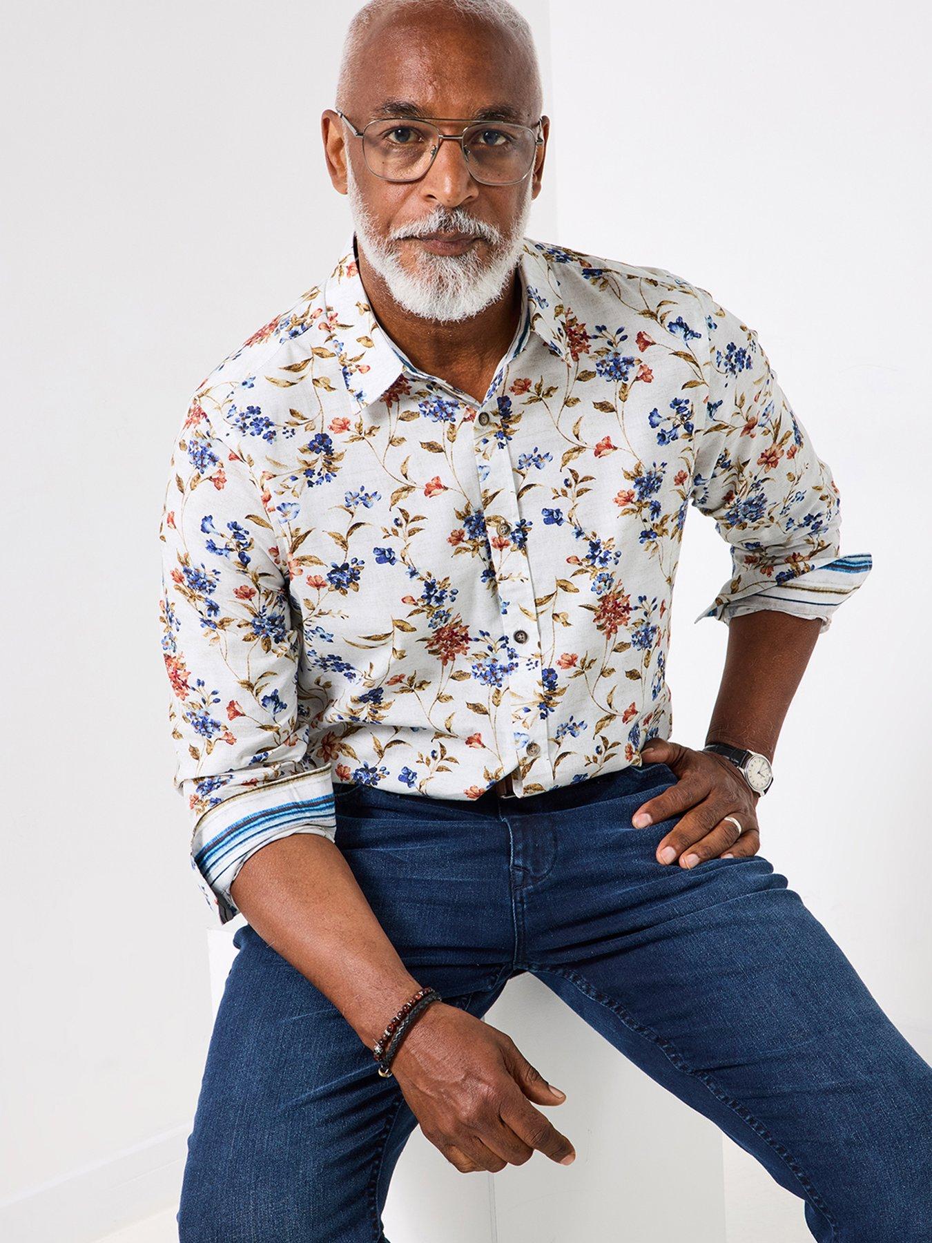 undefined Classic Collar Floral Long Sleeve Shirt