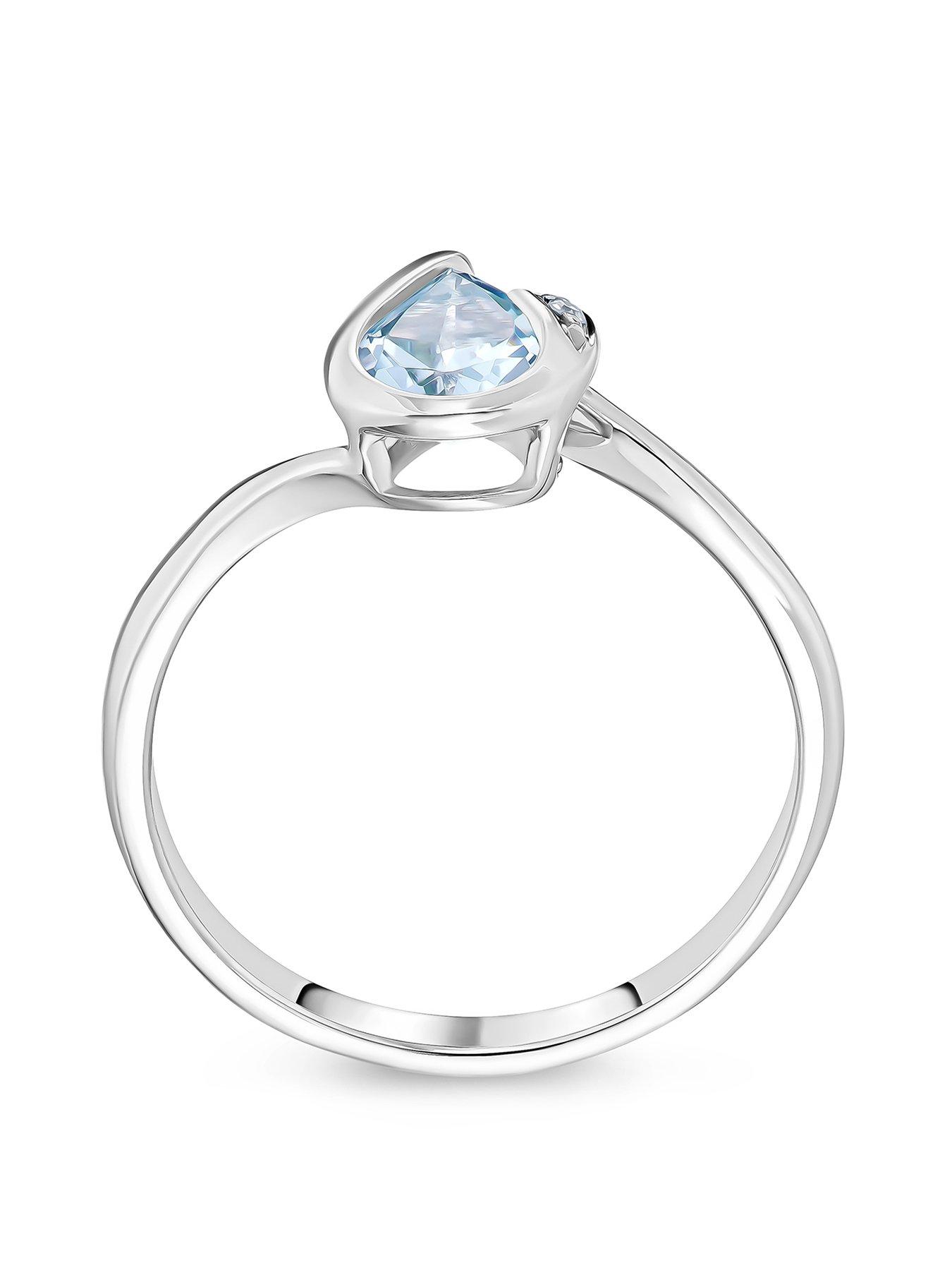  image of beaverbrooks-9ct-white-gold-diamond-aquamarine-ring