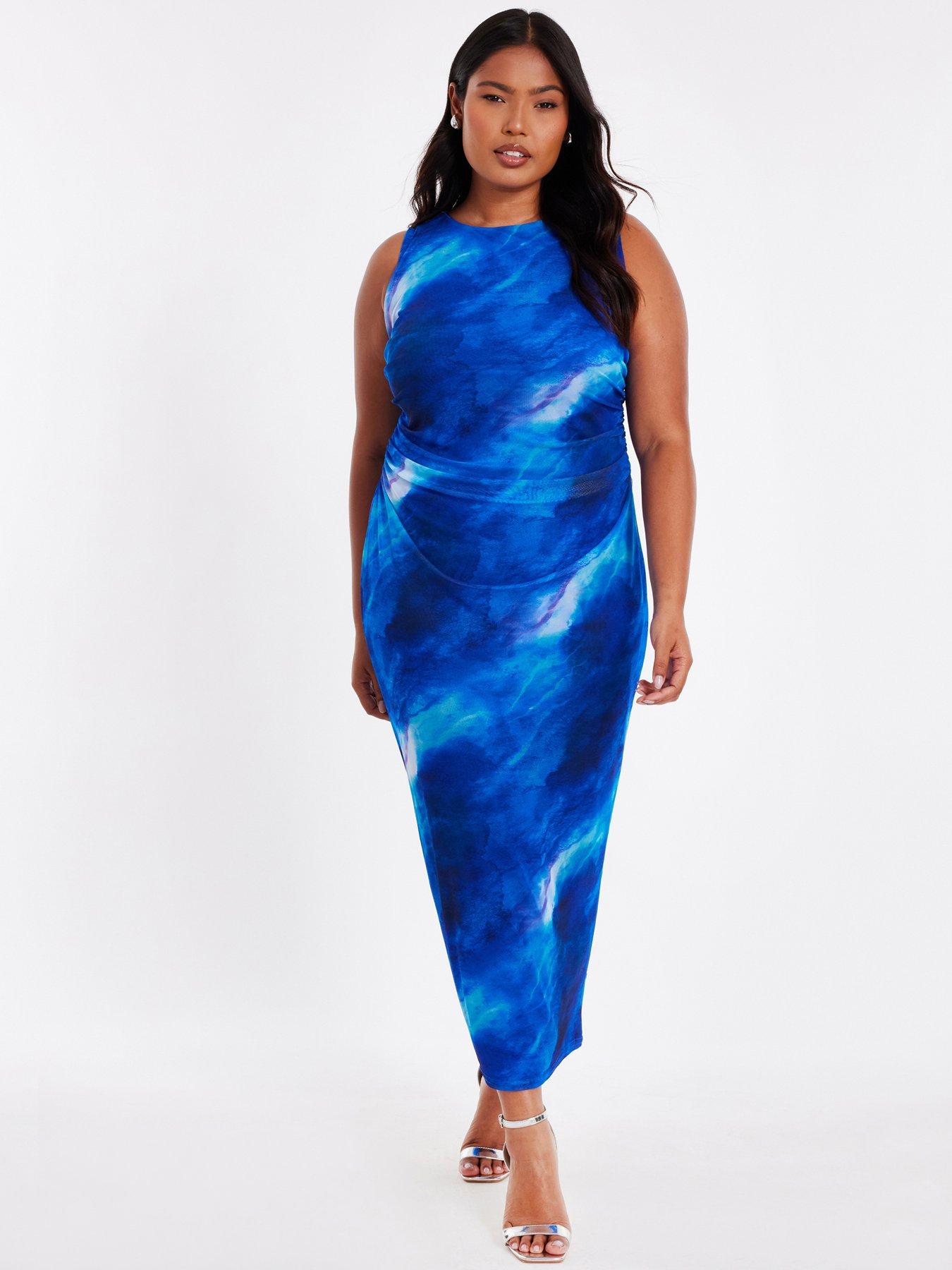 undefined Curve Blue Marble Midaxi Dress