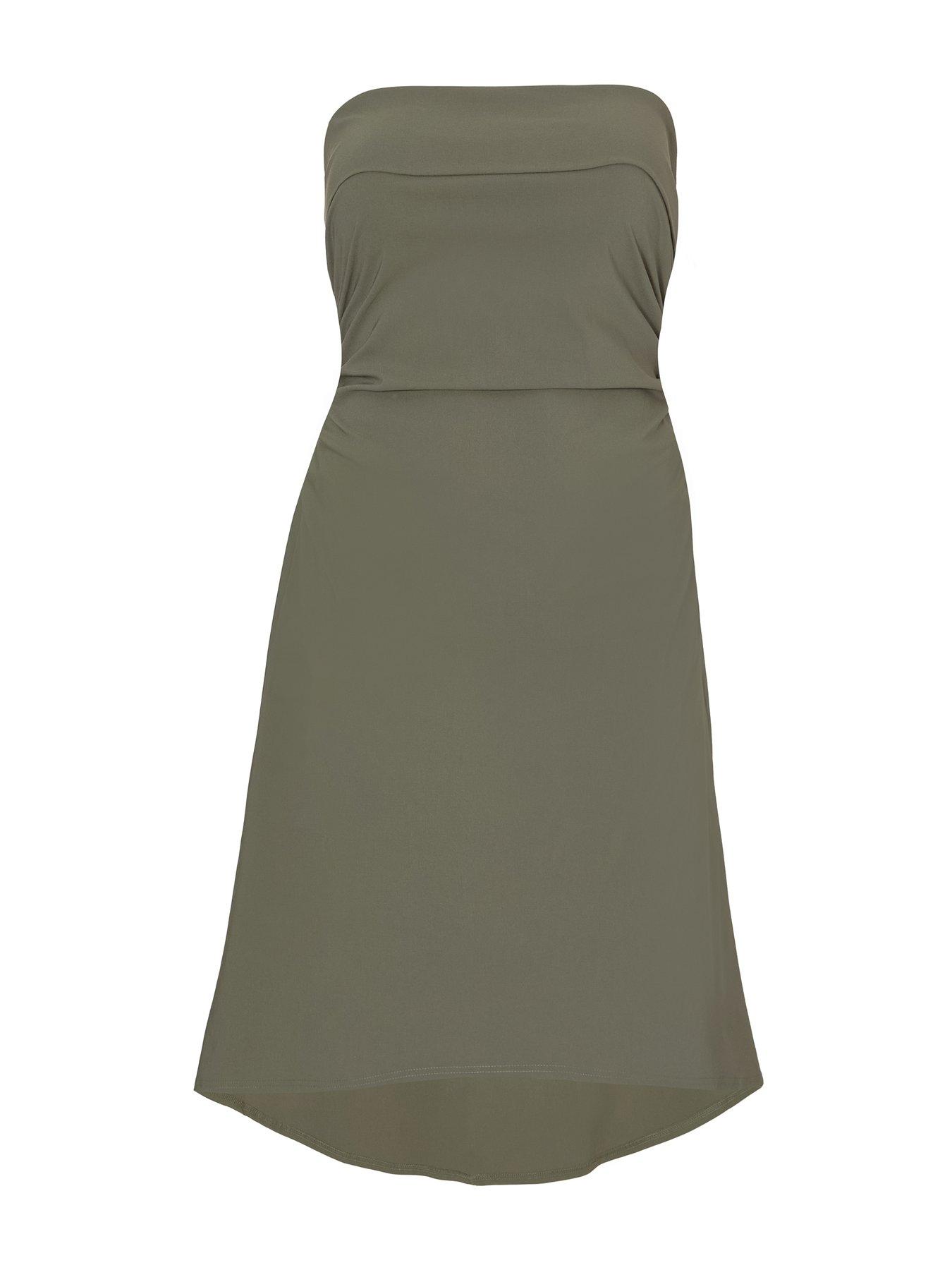 Image 4 of 6 of Quiz Curve Khaki Bandeau Midi Dress