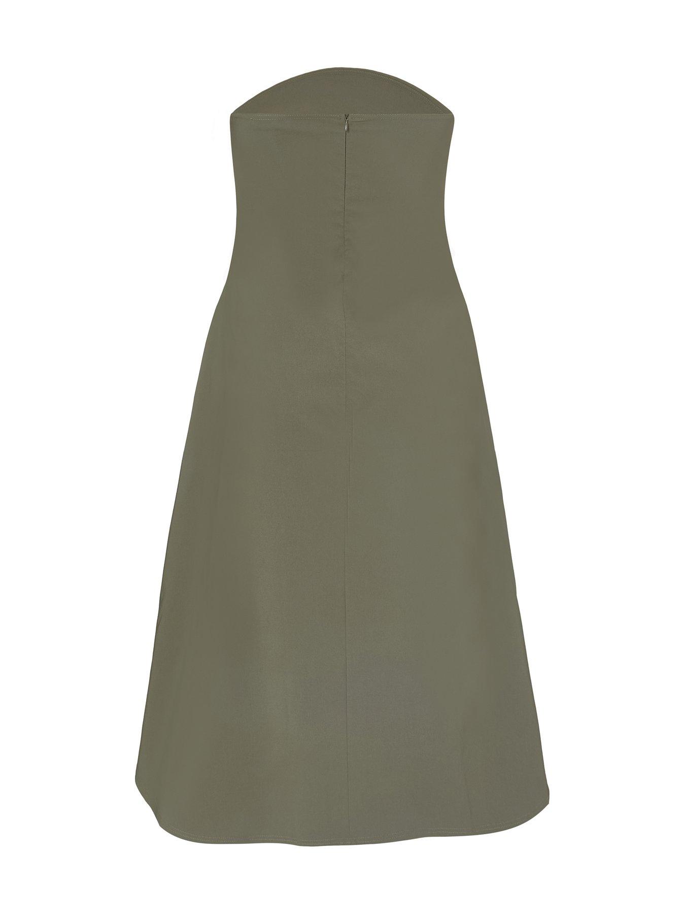 Image 5 of 6 of Quiz Curve Khaki Bandeau Midi Dress