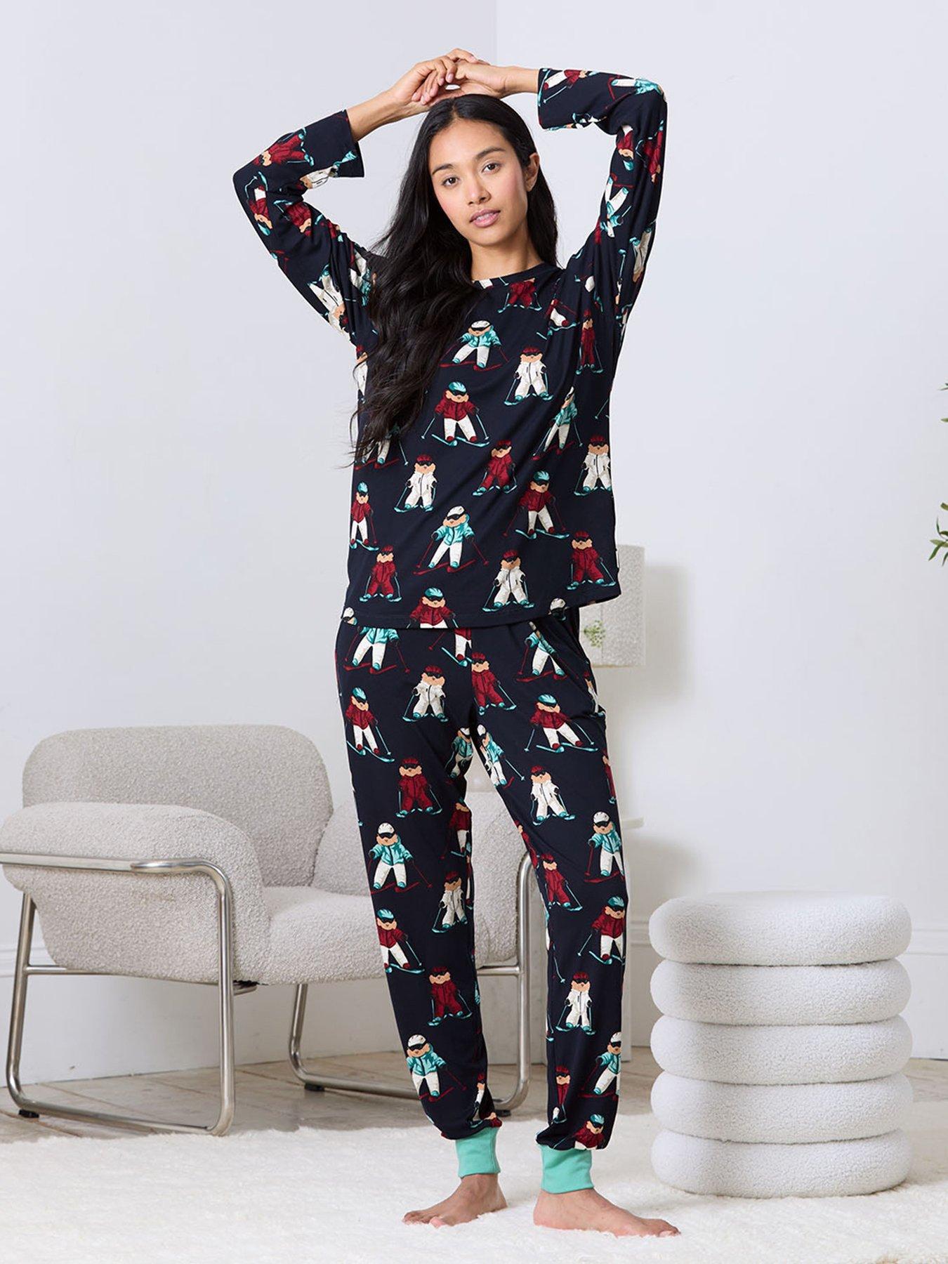 CHELSEA PEERS Classic Long Sleeve Crew Neck Set, Polyester - Dark Blue