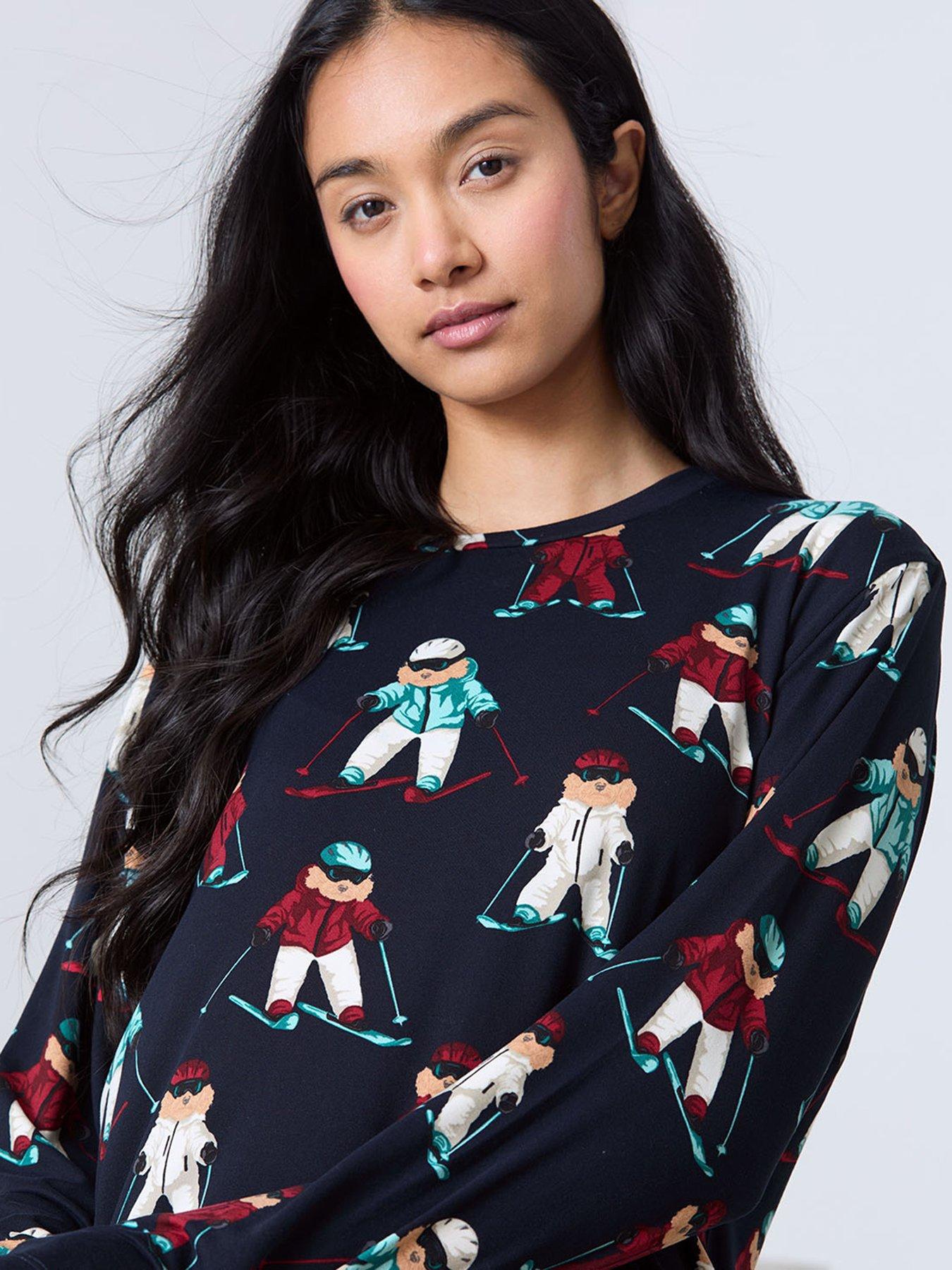  image of chelsea-peers-classic-long-sleeve-crew-neck-set-polyester-dark-blue