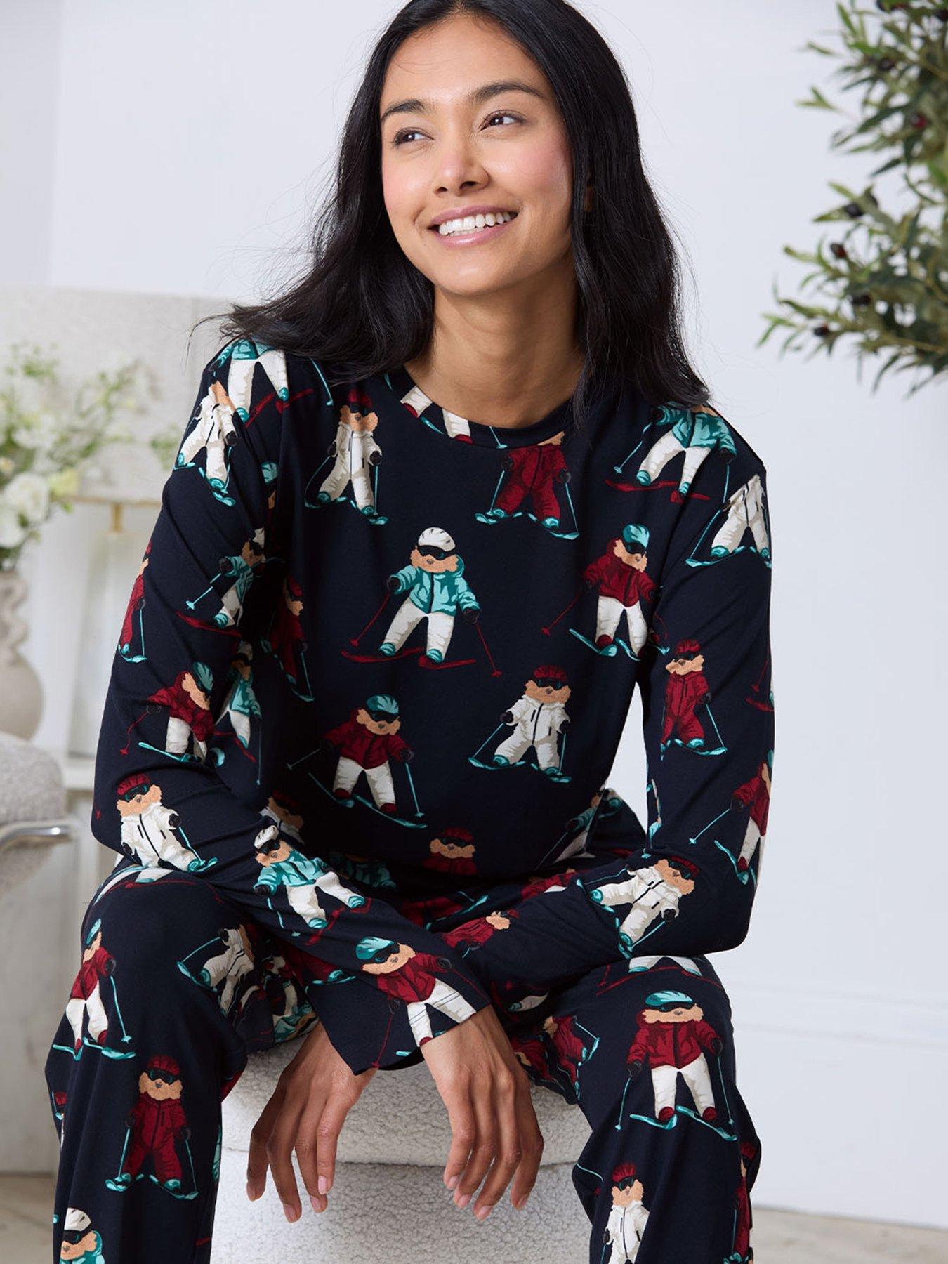  image of chelsea-peers-classic-long-sleeve-crew-neck-set-polyester-dark-blue