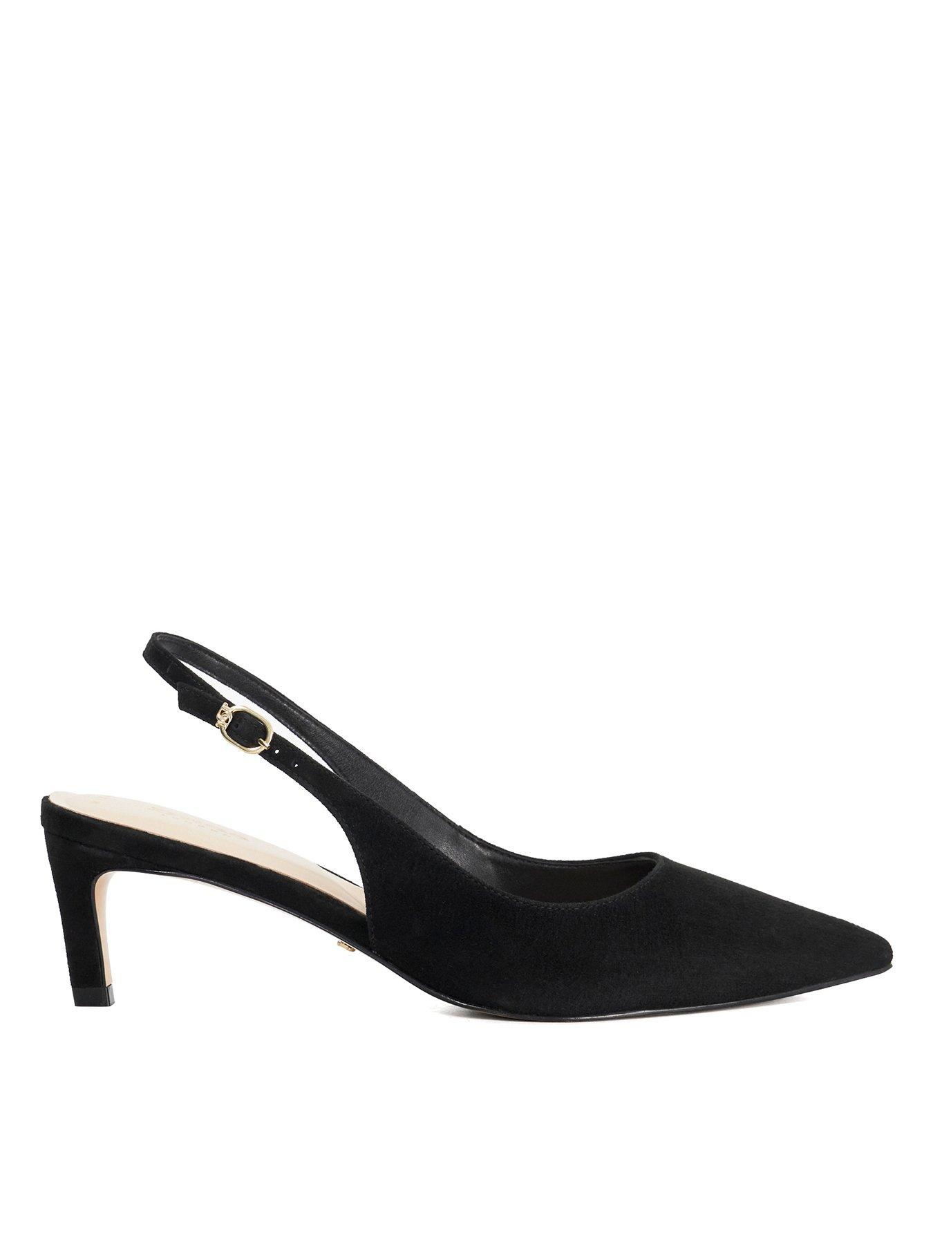 undefined Wide Fit Celinna Suede Slingback Heels - Black