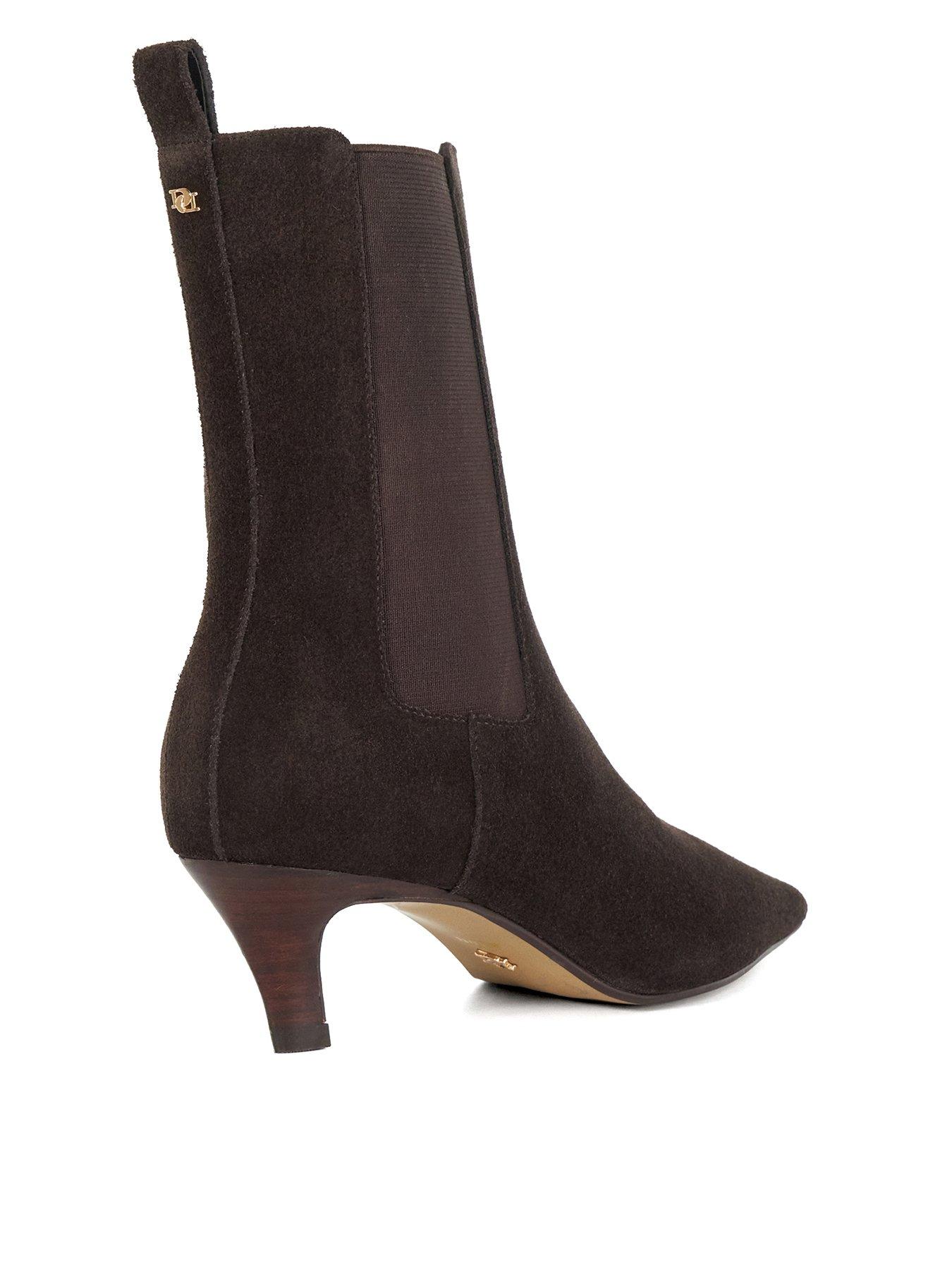 Image 3 of 6 of Dune London Wide Fit Odele Suede Ankle Boots - Brown