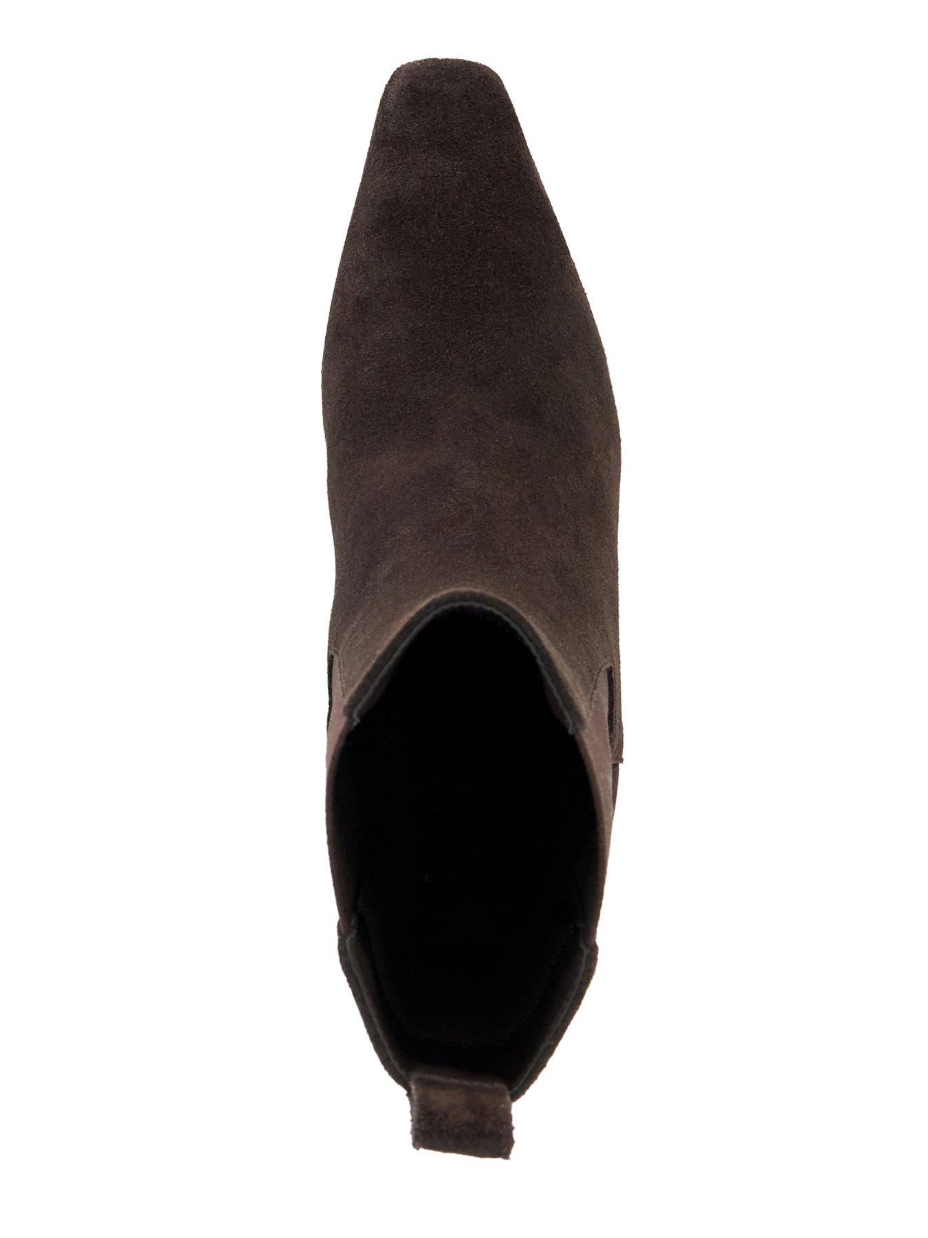 Image 4 of 6 of Dune London Wide Fit Odele Suede Ankle Boots - Brown