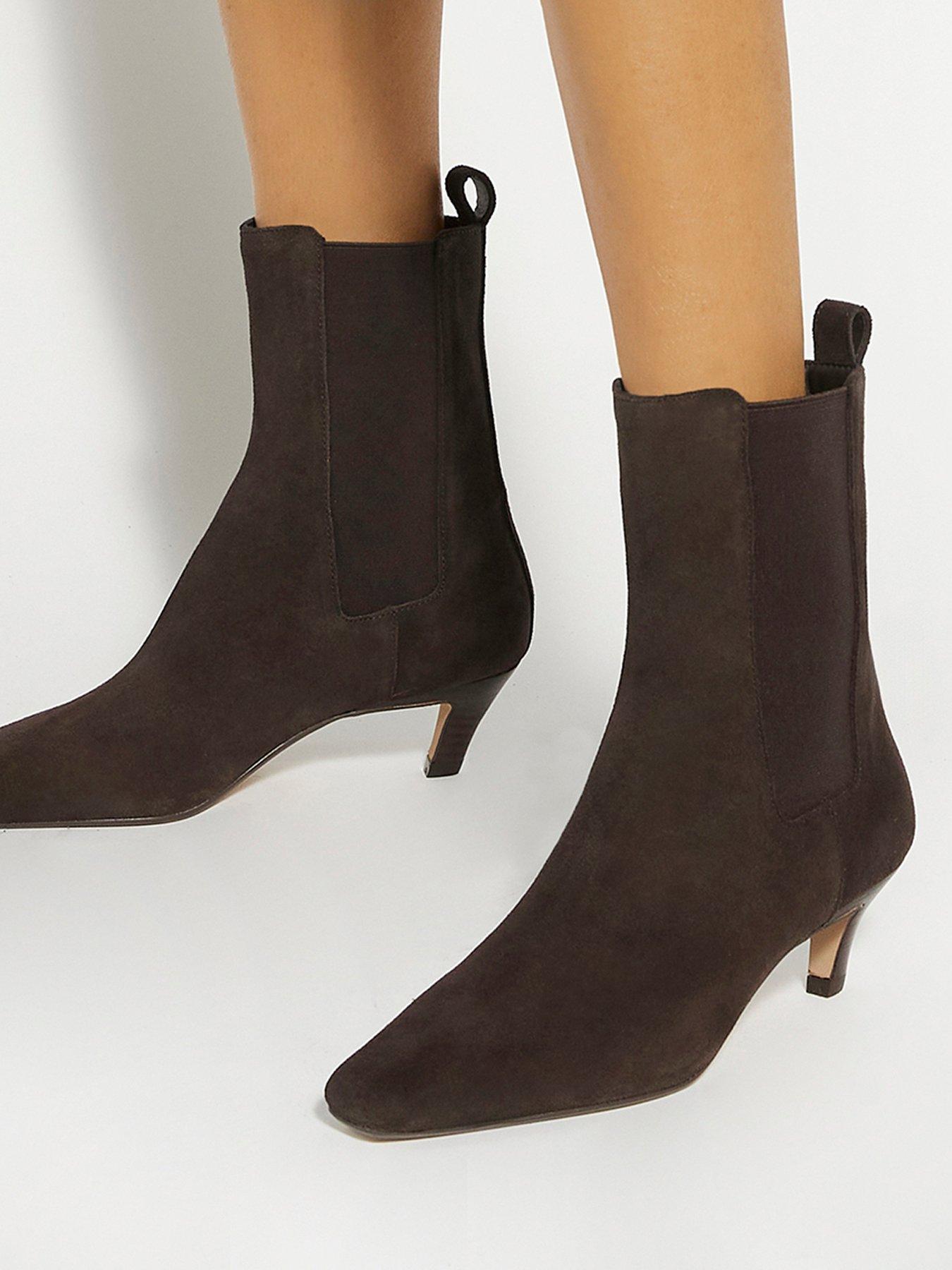 Image 6 of 6 of Dune London Wide Fit Odele Suede Ankle Boots - Brown