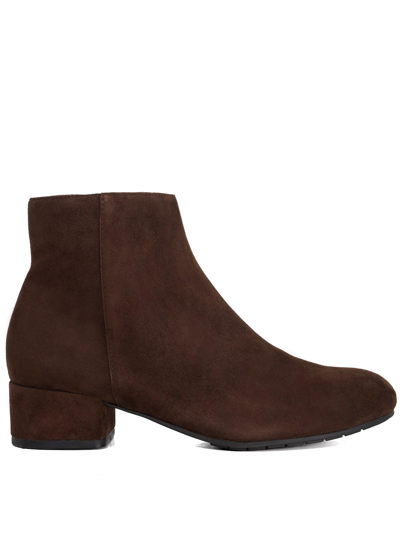 Dune London Wide Fit Pippie Suede Ankle Boots - Brown